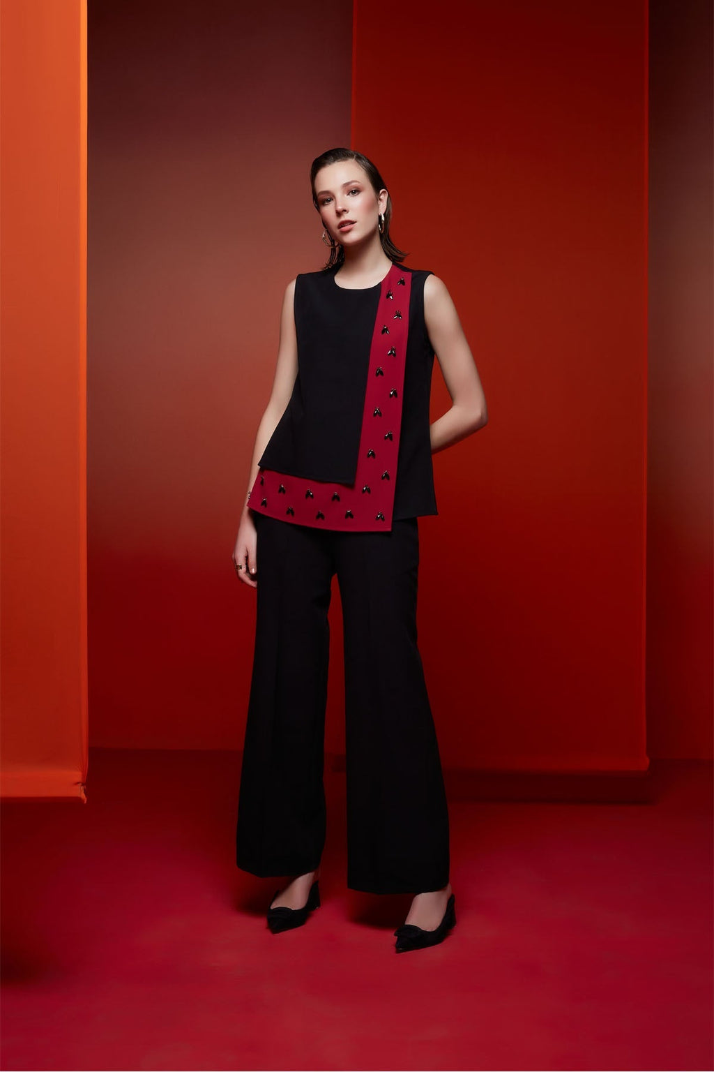 Black & Red Embellished Statement Co-Ord Set