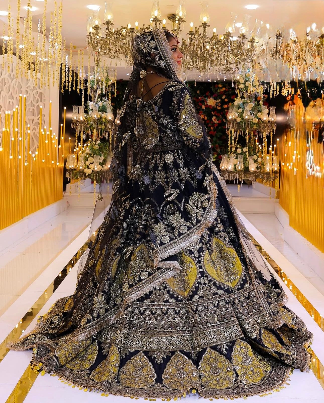 Royal Noir Gold Bridal Ensemble”