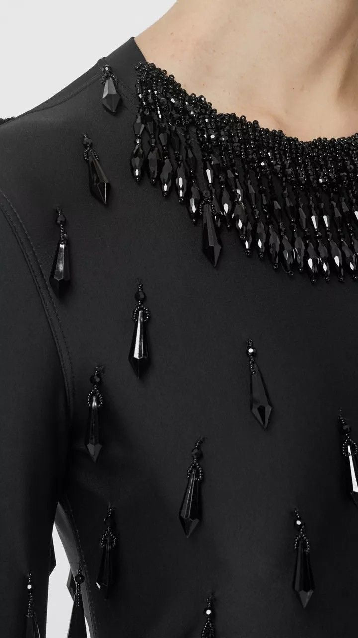 Black Chain-Embellished Luxury Shirt