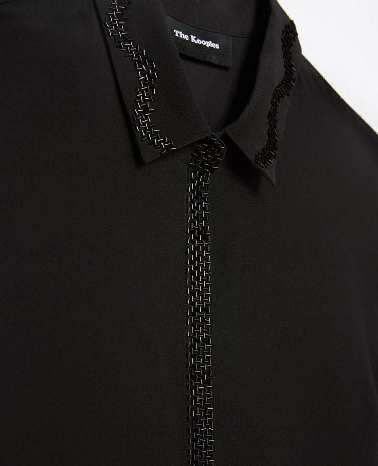 Black Chain-Embellished Luxury Shirt