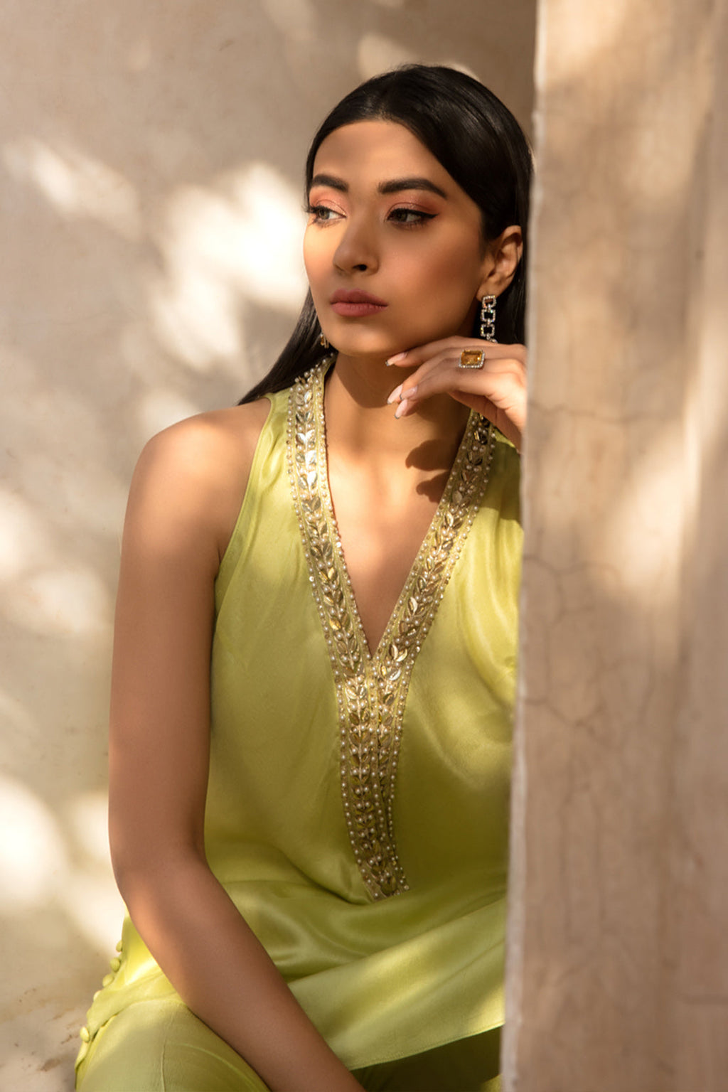 Lime Green Embellished Co-Ord set