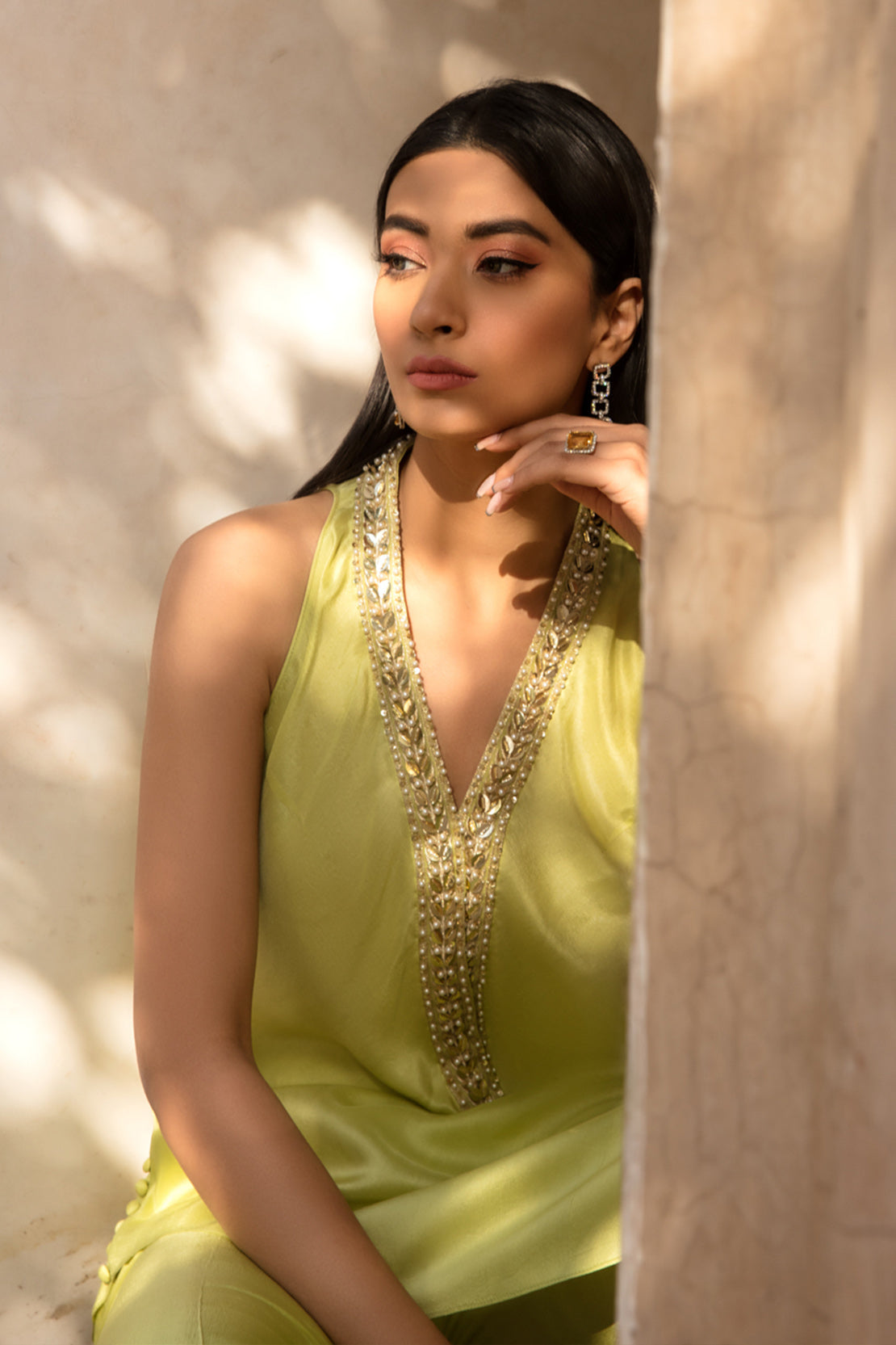 Lime Green Embellished Co-Ord set