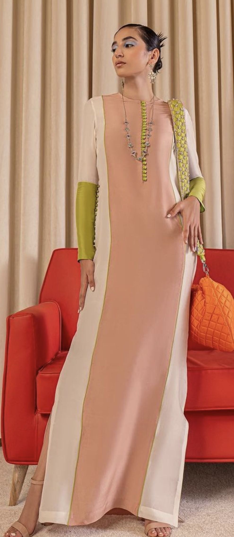 Peach Luxe Panel Cut Ensemble