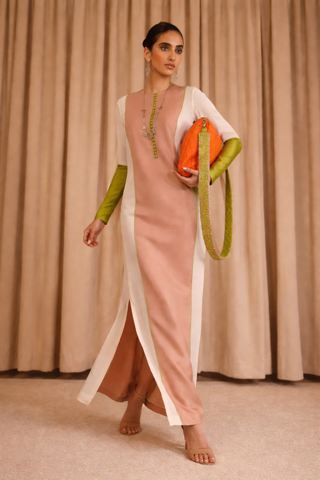 Peach Luxe Panel Cut Ensemble