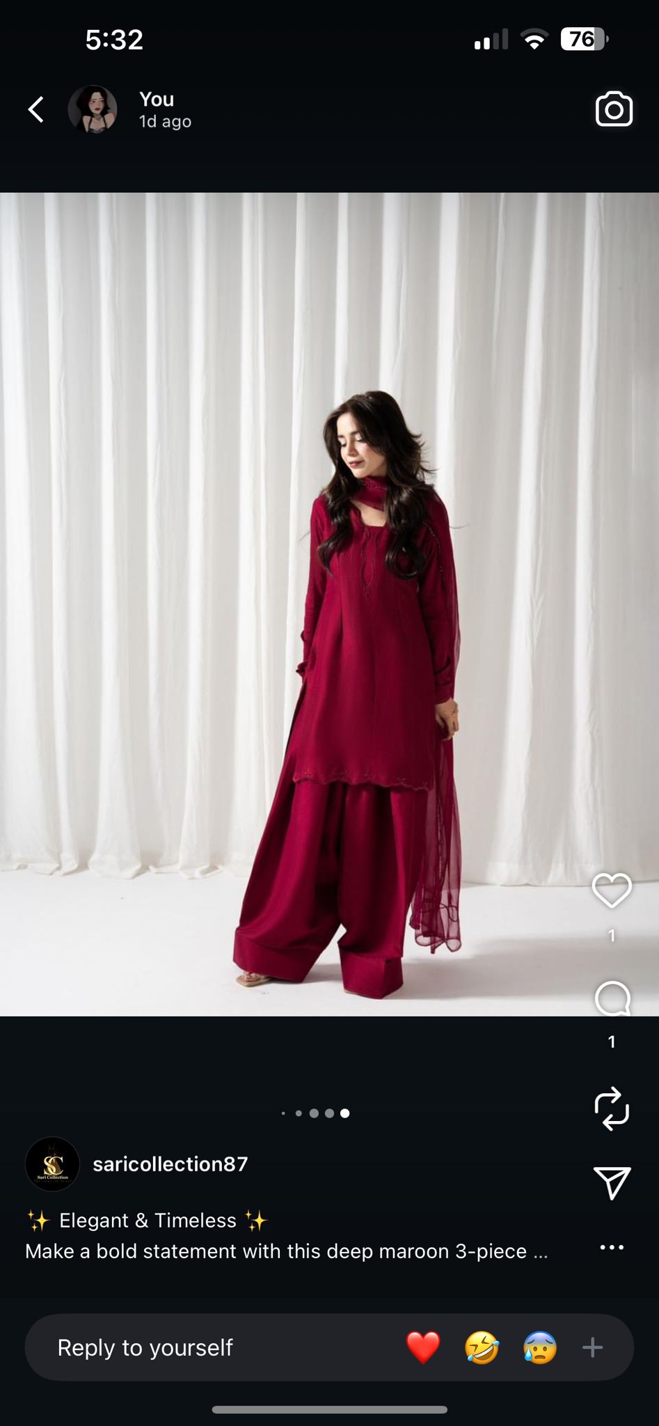 3-Piece Article (Kameez, Farshi Shalwar & Dupatta)