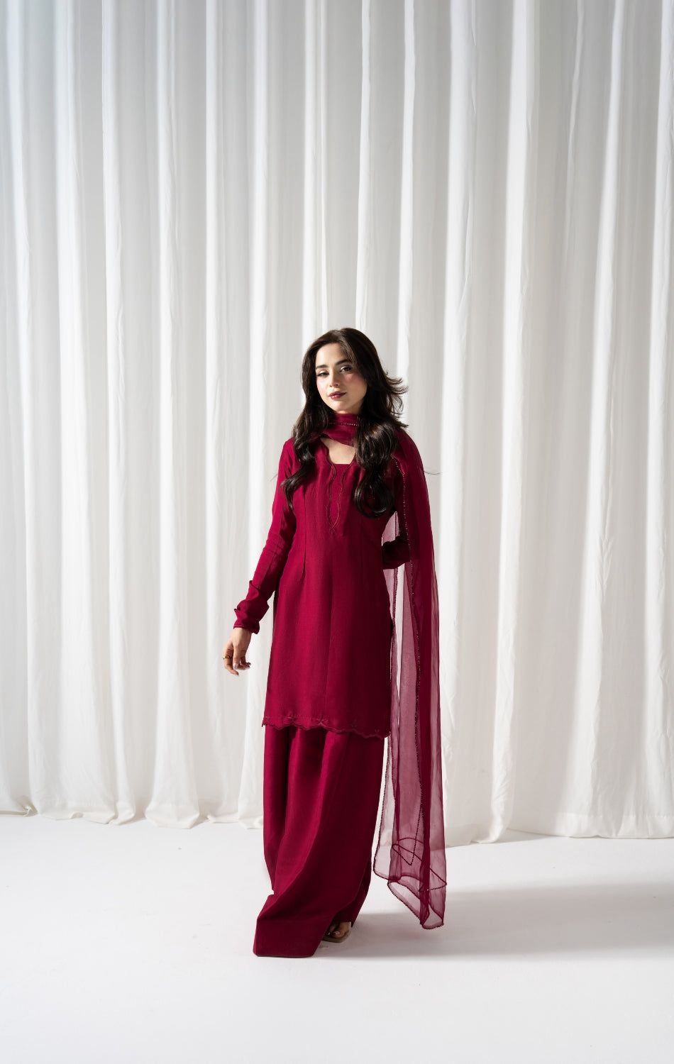 3-Piece Article (Kameez, Farshi Shalwar & Dupatta)