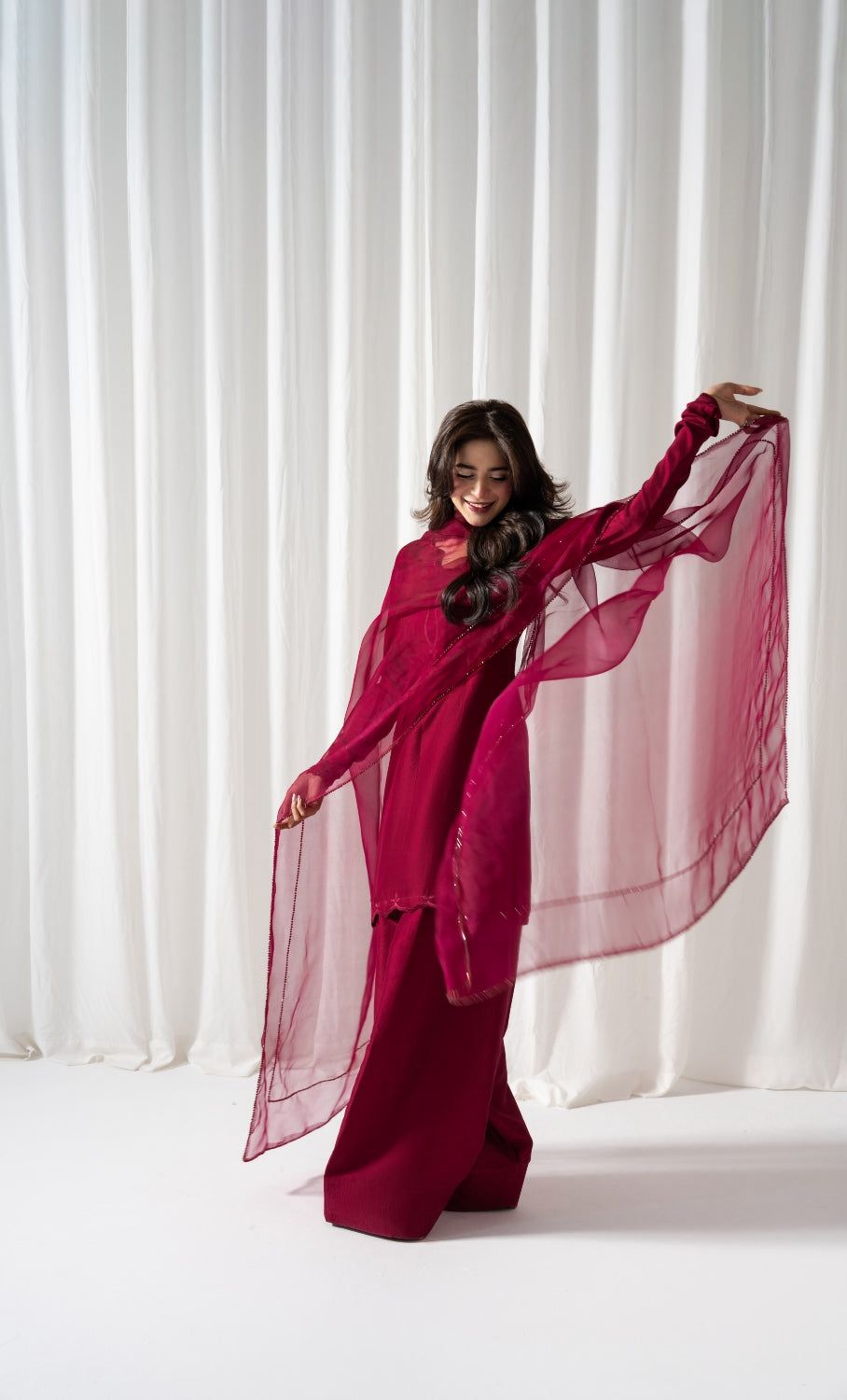 3-Piece Article (Kameez, Farshi Shalwar & Dupatta)