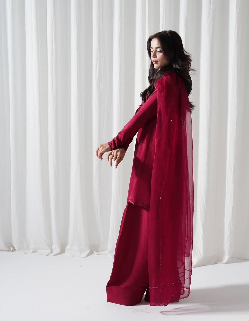 3-Piece Article (Kameez, Farshi Shalwar & Dupatta)