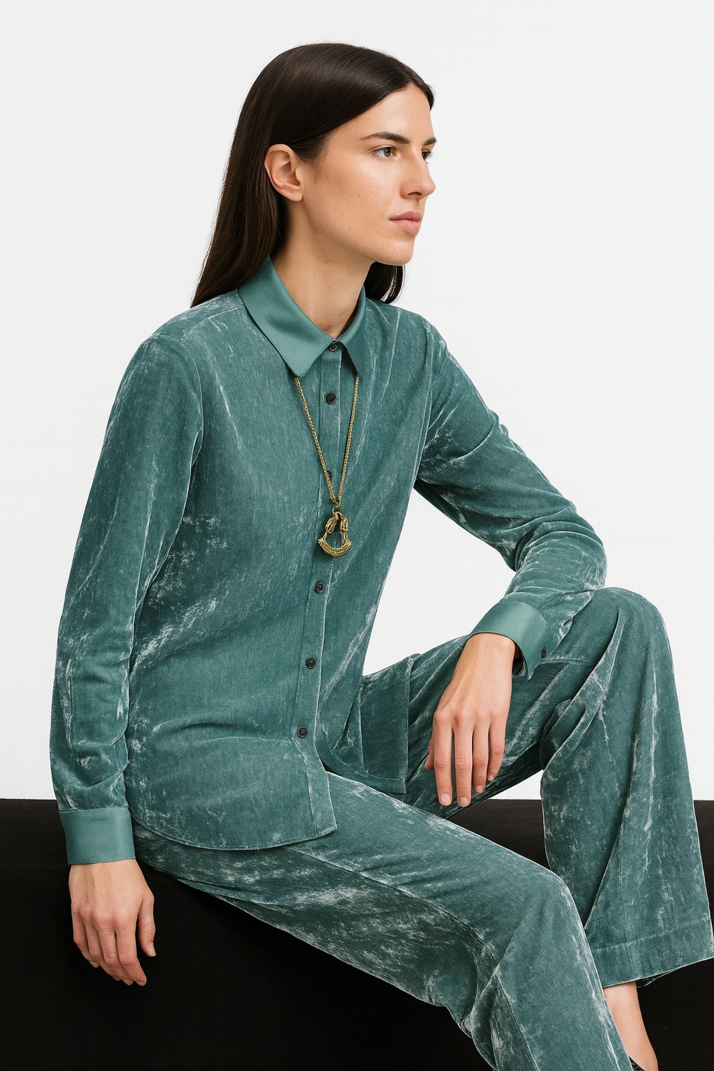 Teal Velvet Charm Cordset