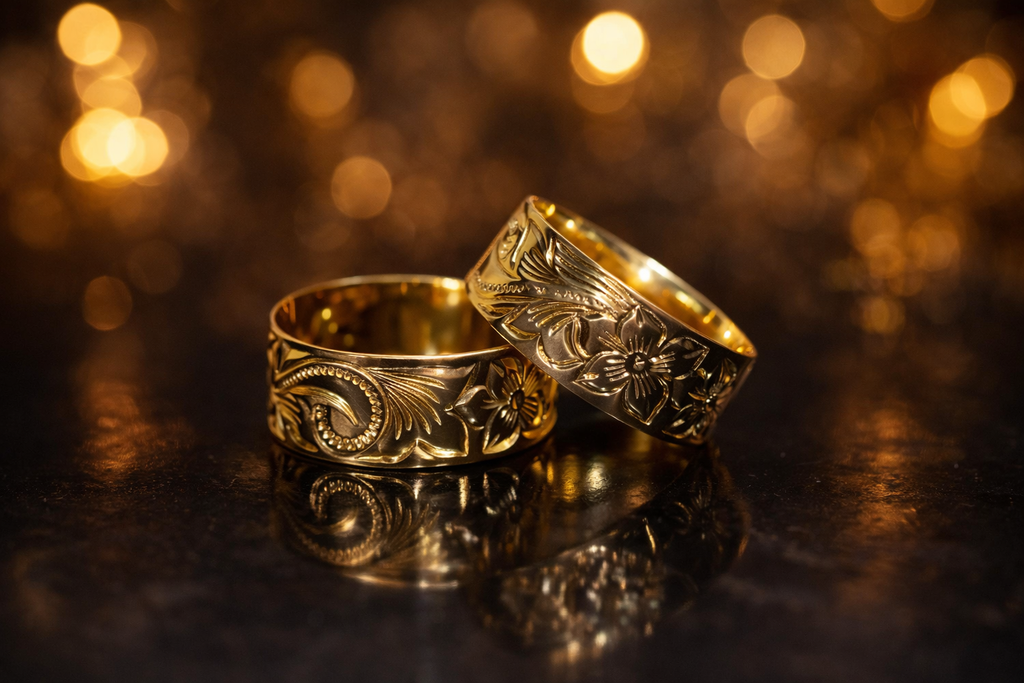 Gold Plated Hawaiian Floral Engraved Designer bangle￼ Premium Finish