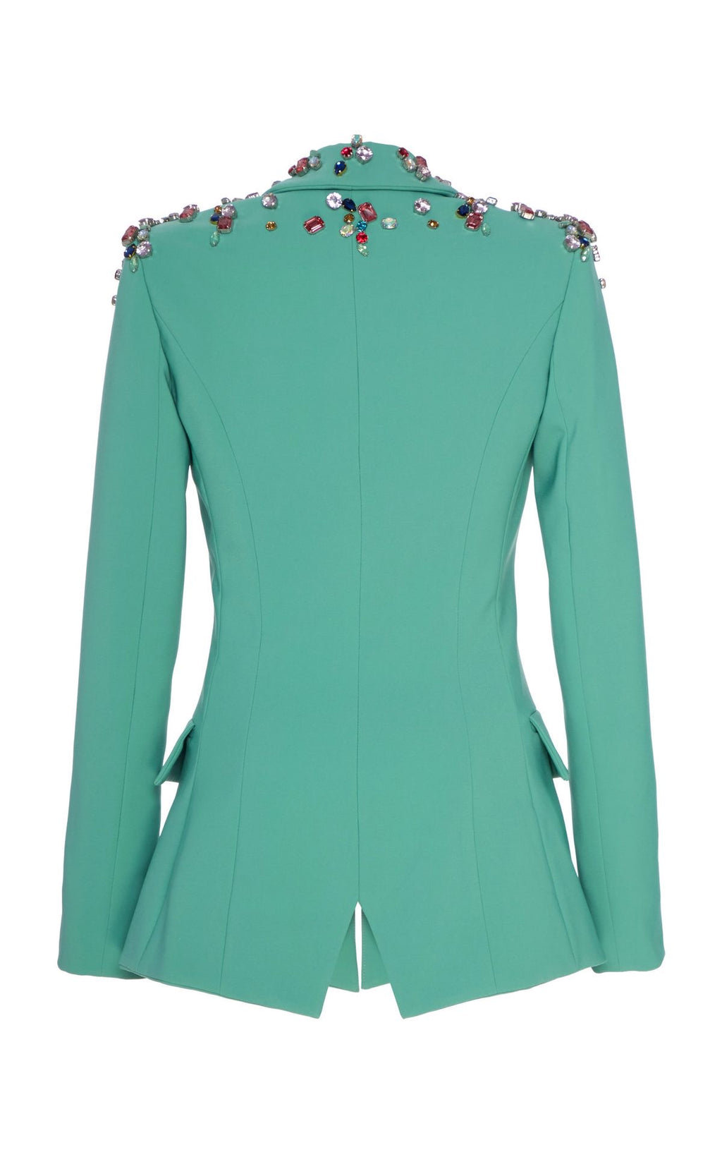 Luxury Mint Green Embellished Blazer – Elegant Statement Wear