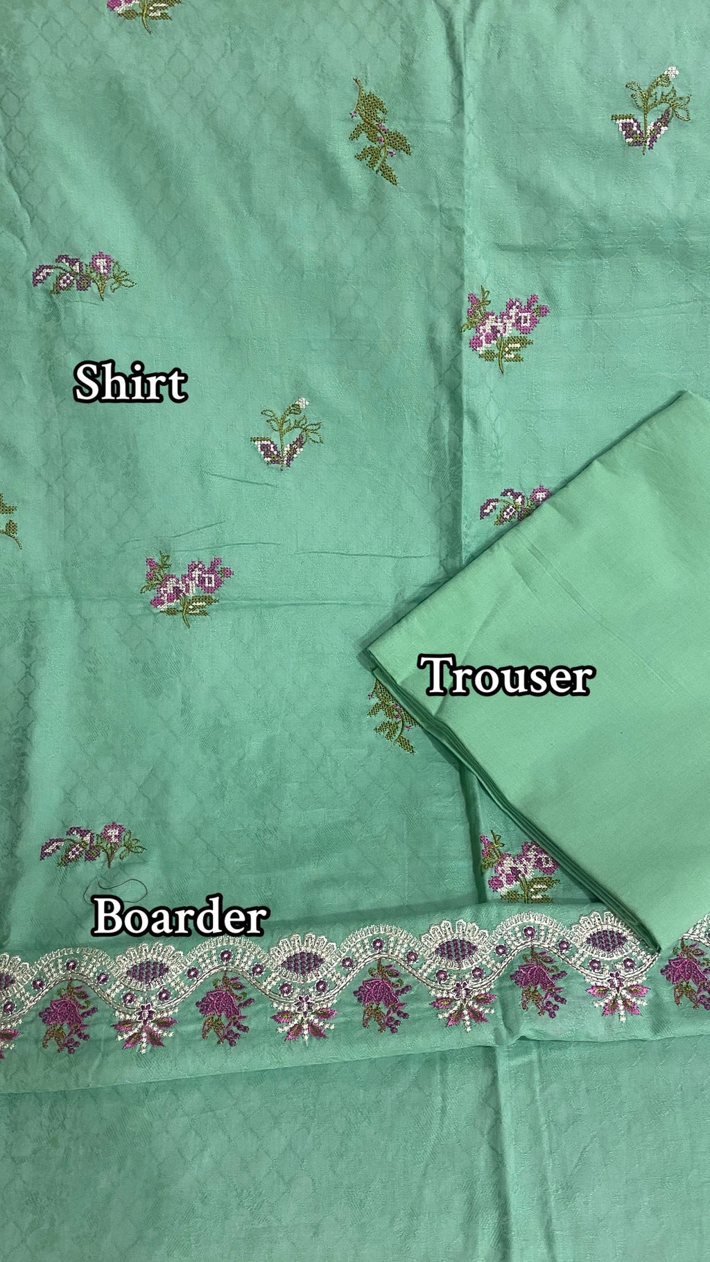 Embroidered Mint Green Cotton Kurta Set