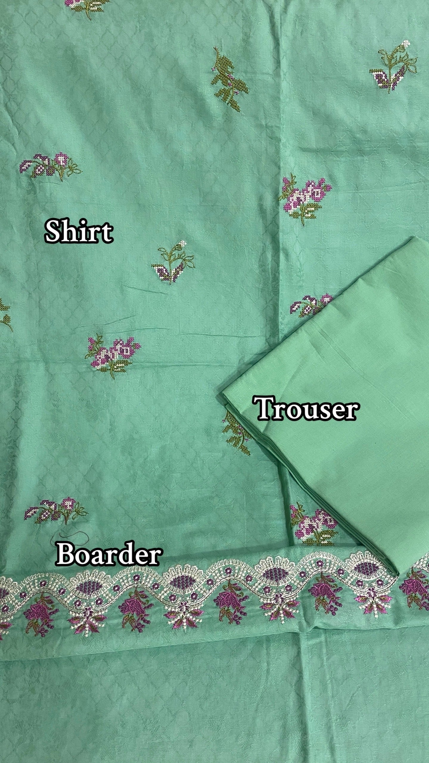 Embroidered Mint Green Cotton Kurta Set
