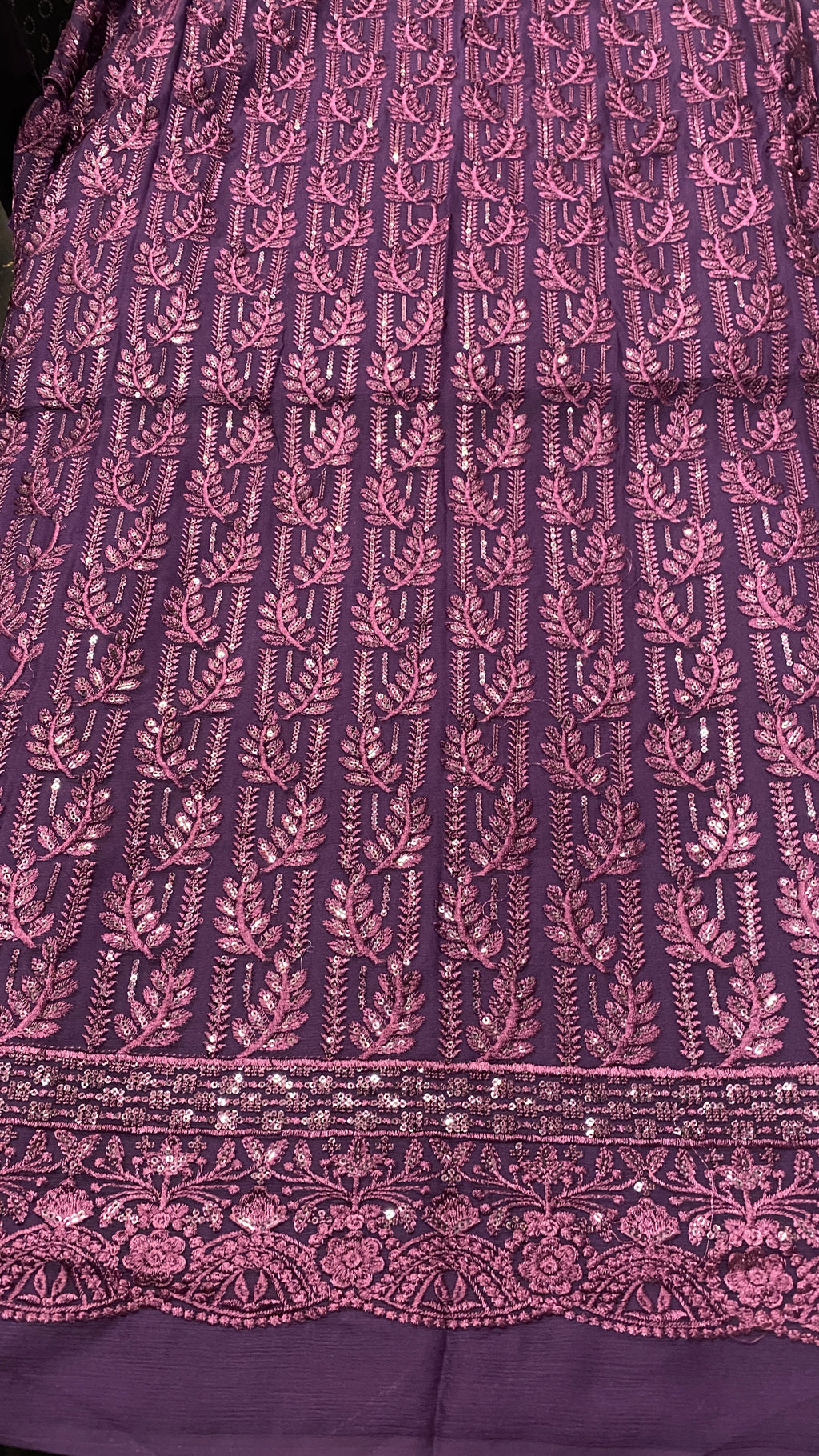 Plum Chiffon Embroidered