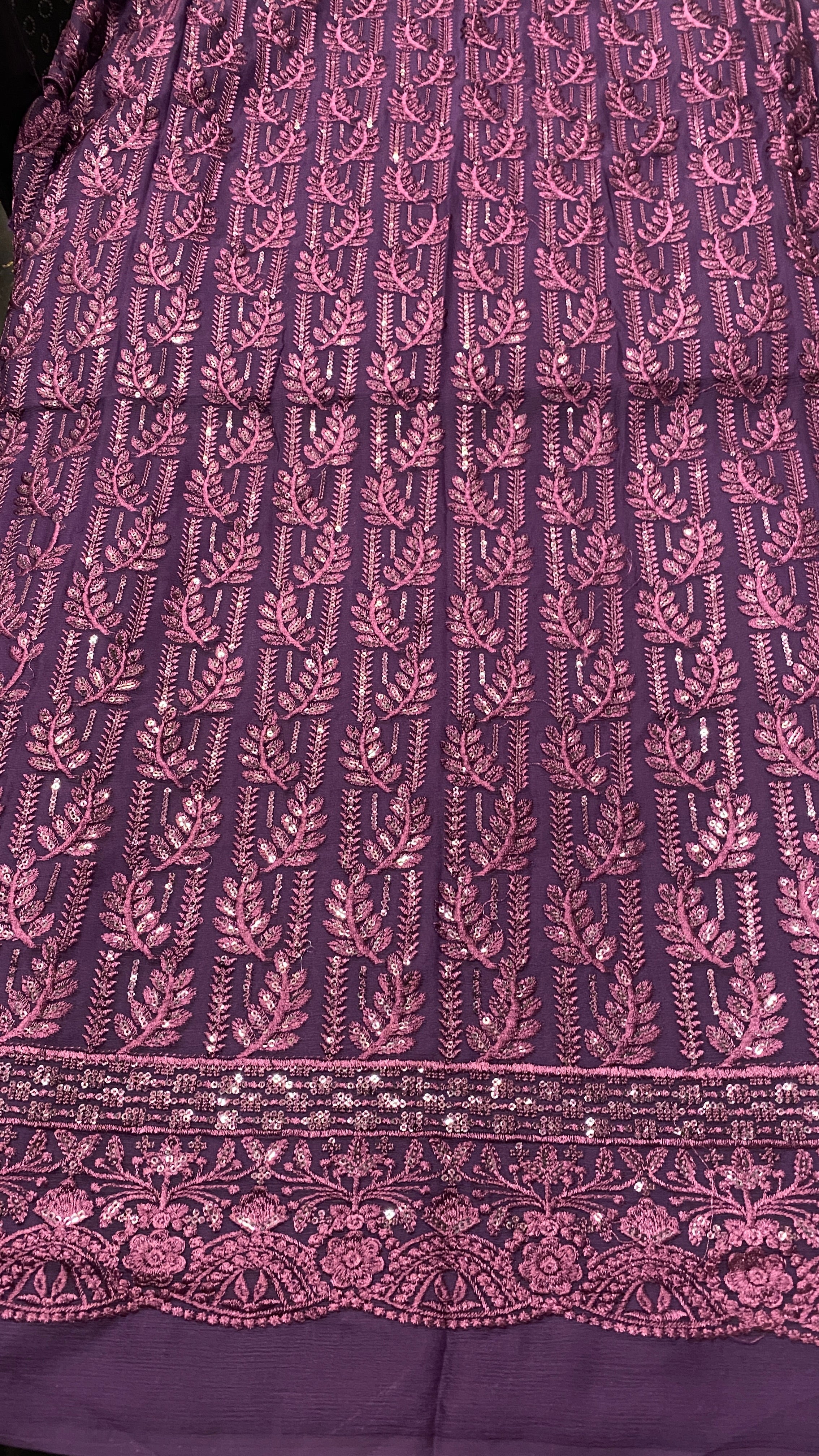 Plum Chiffon Embroidered