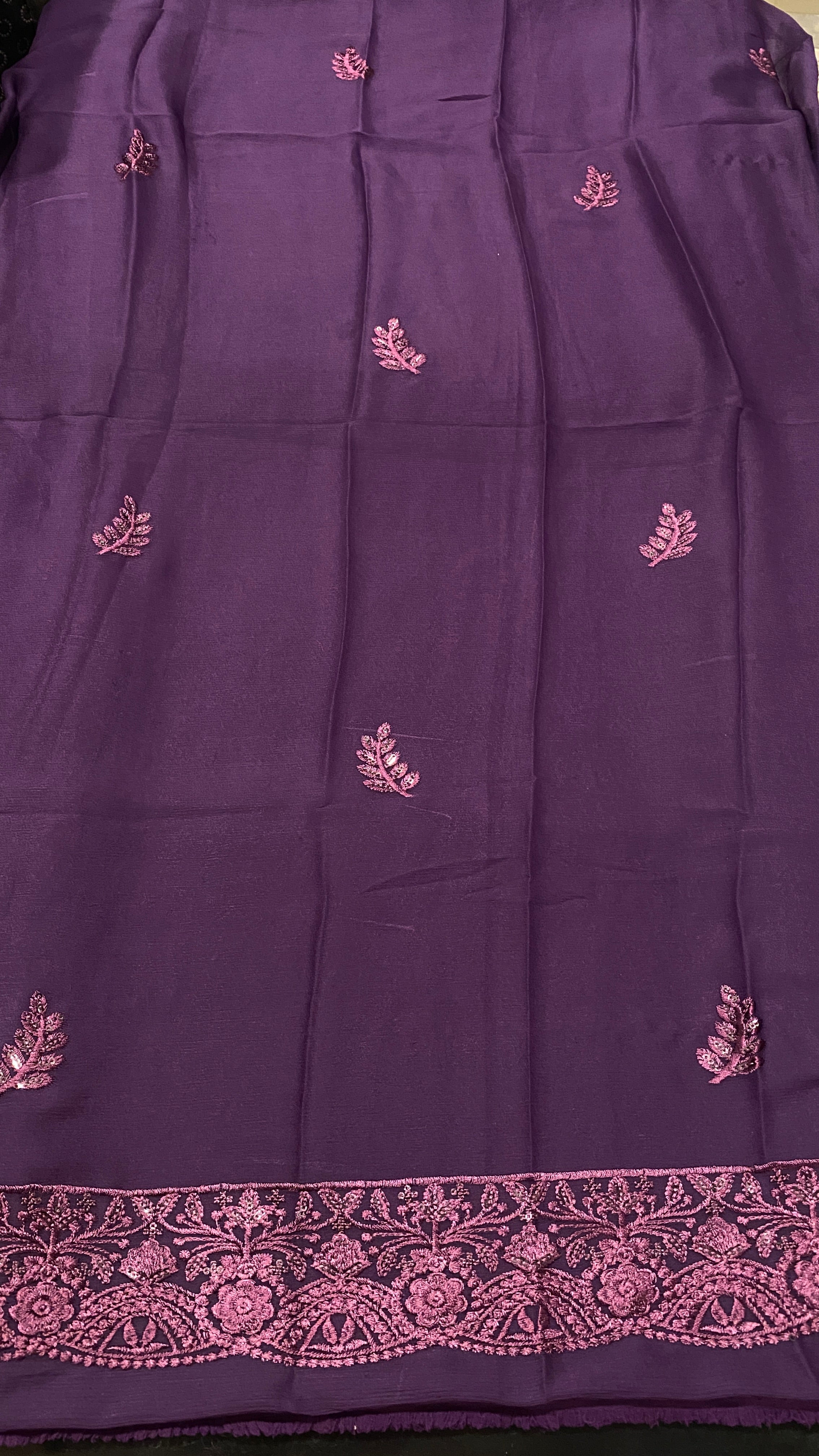 Plum Chiffon Embroidered