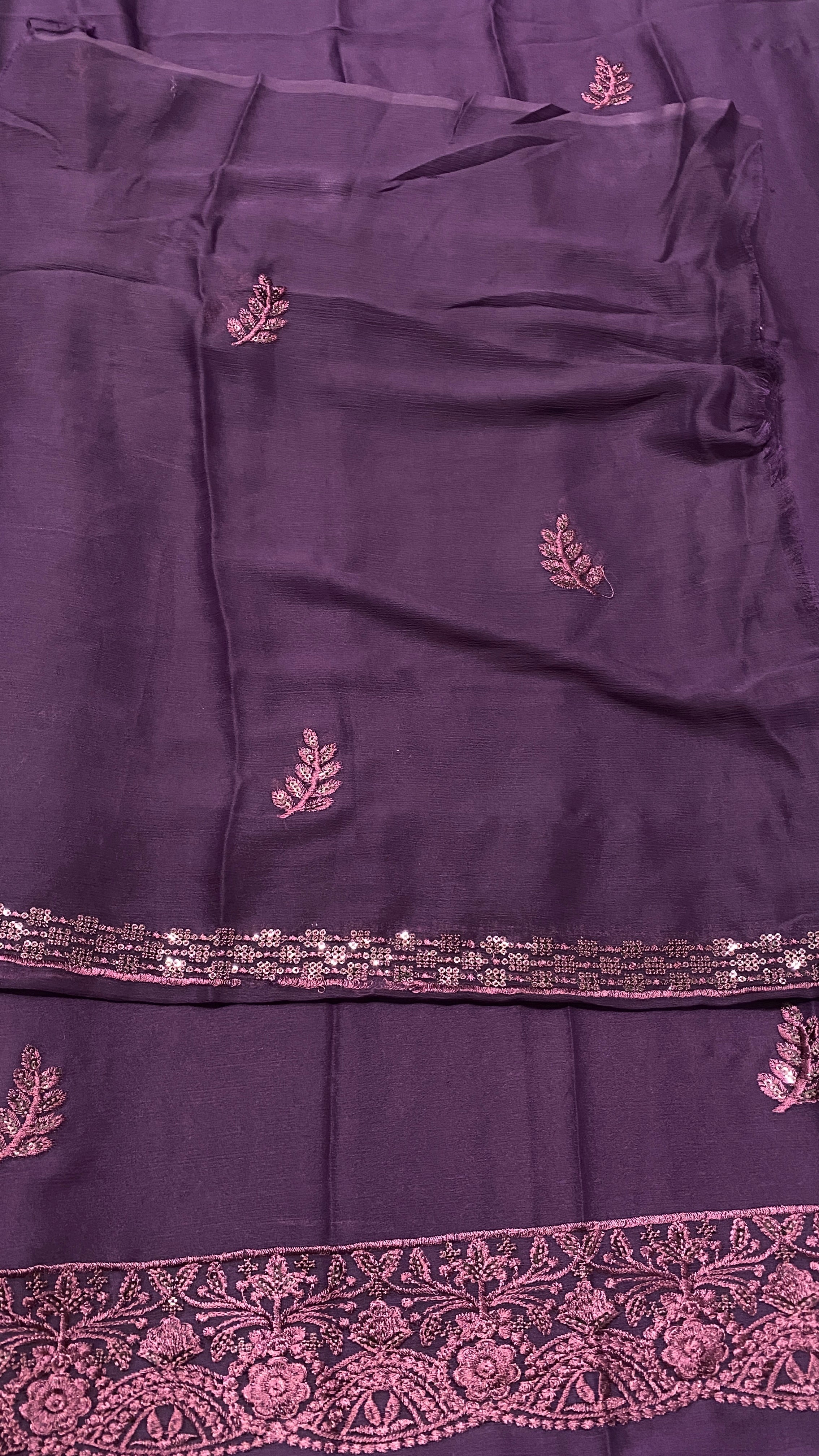 Plum Chiffon Embroidered