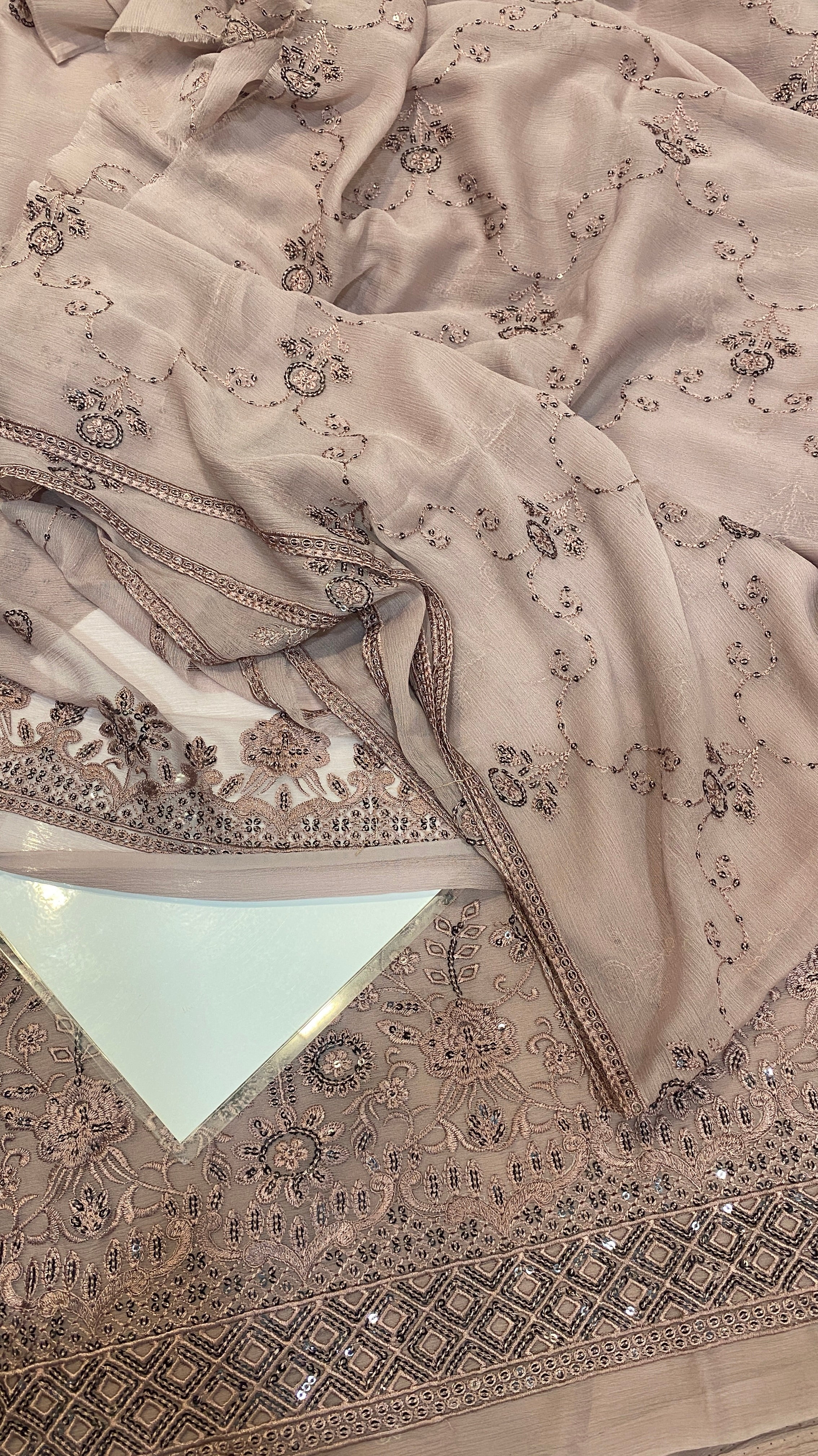 Blush Pink Chiffon Embroidered 3pc