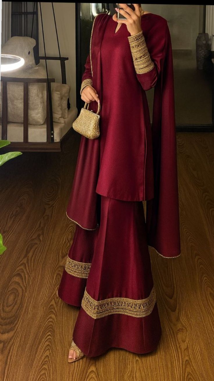 Royal Maroon Embellished 3PC