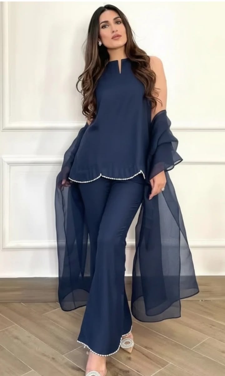 Elegant Navy Blue 3-Piece