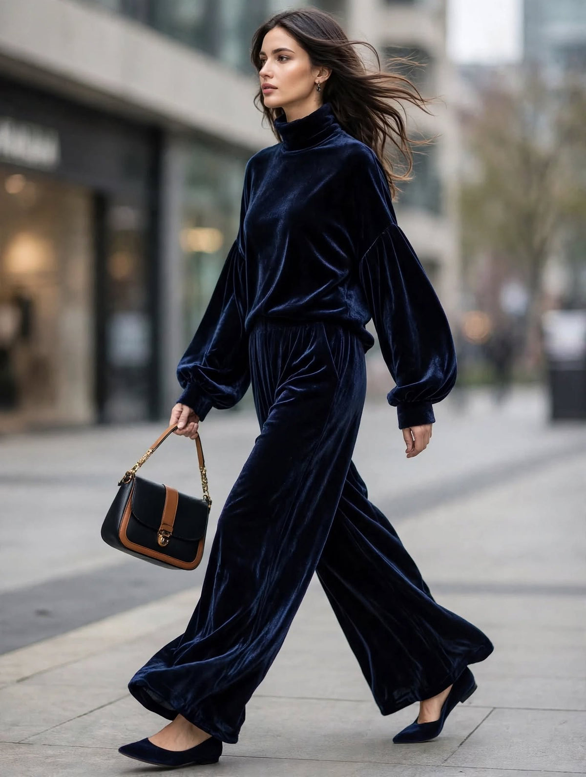 Navy Velvet Balloon Co-ord