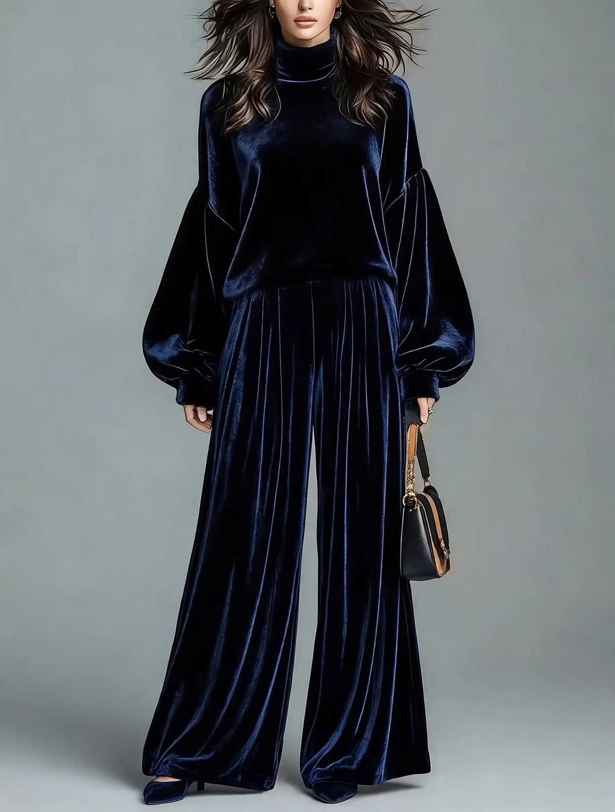 Navy Velvet Balloon Co-ord