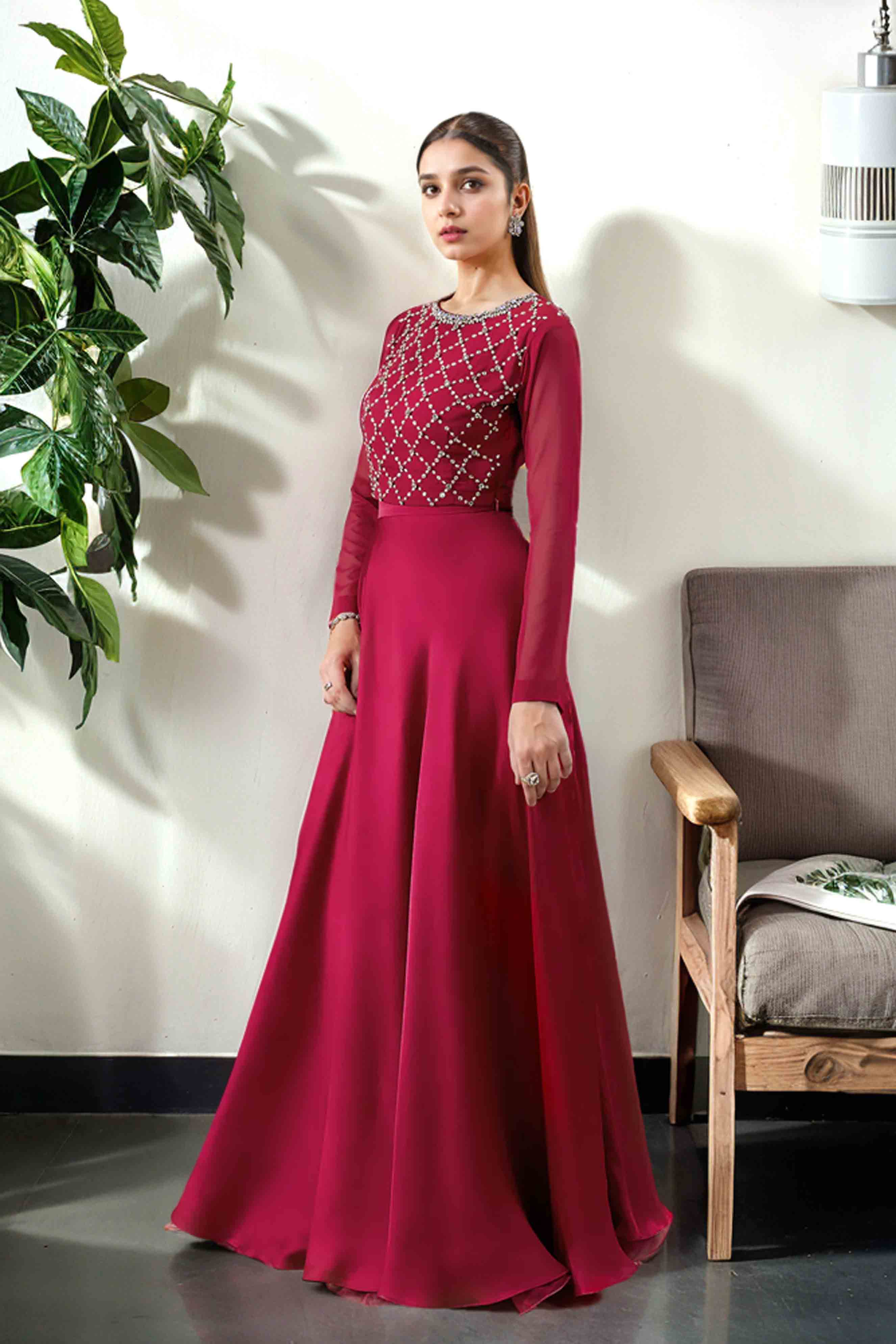 Chiffon Crop Top & Silk Skirt Maxi