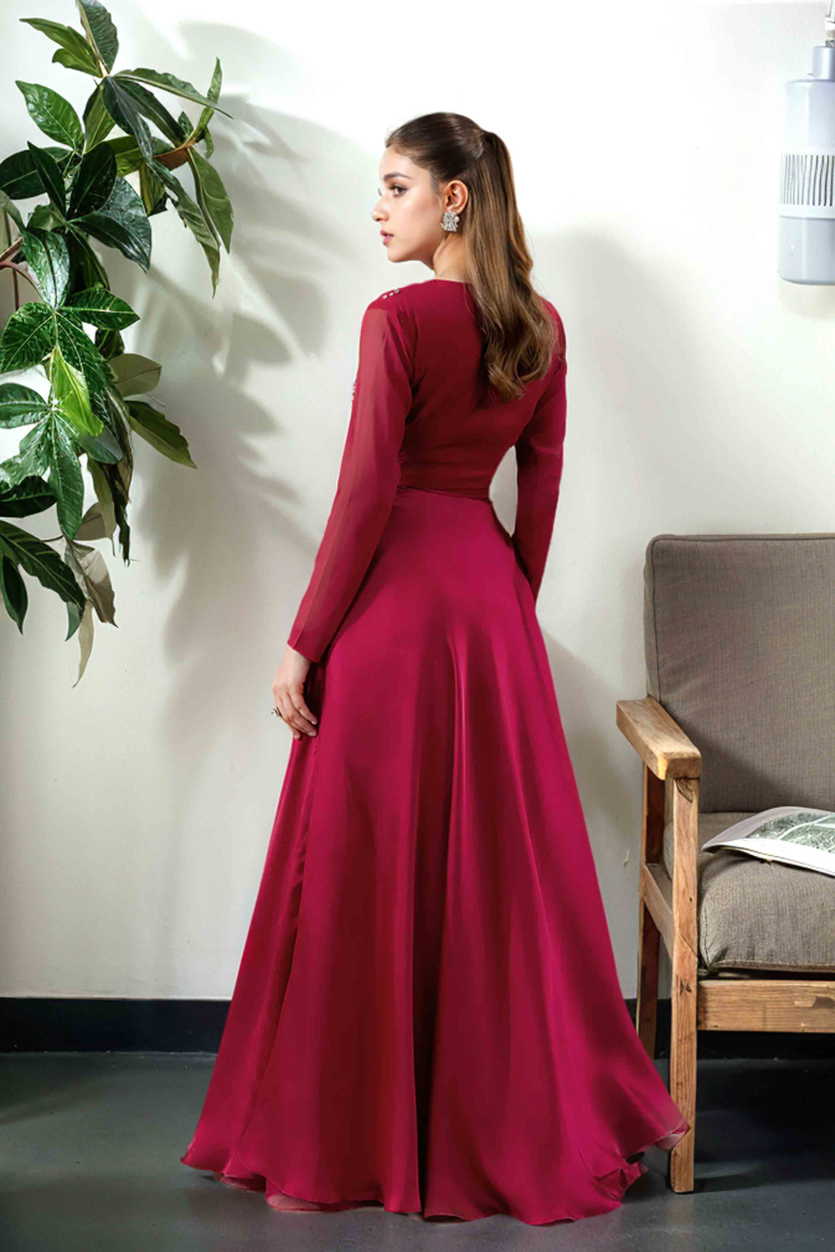 Chiffon Crop Top & Silk Skirt Maxi