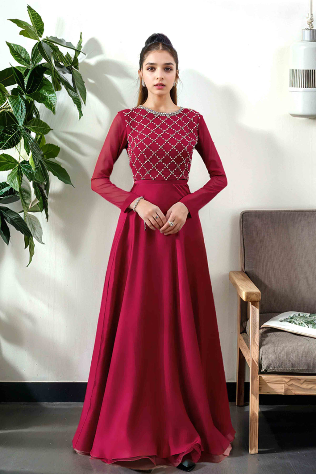 Chiffon Crop Top & Silk Skirt Maxi