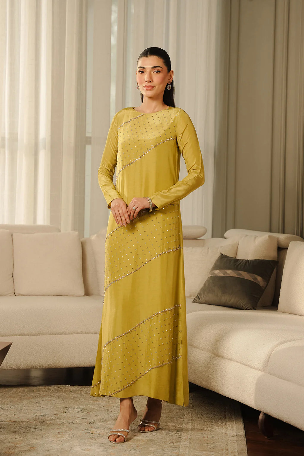 Mustard Embellished Maxi Dress