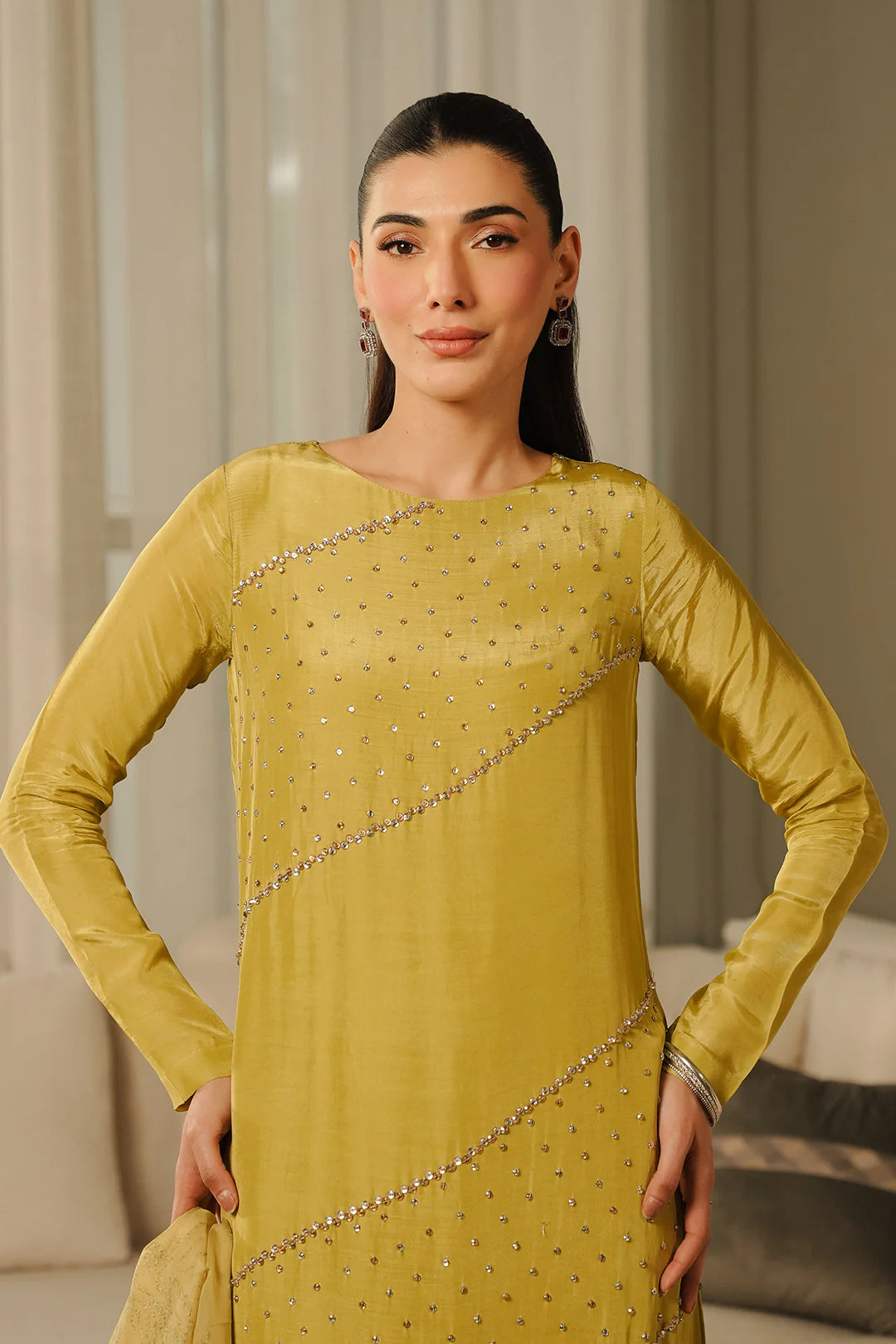 Mustard Embellished Maxi Dress