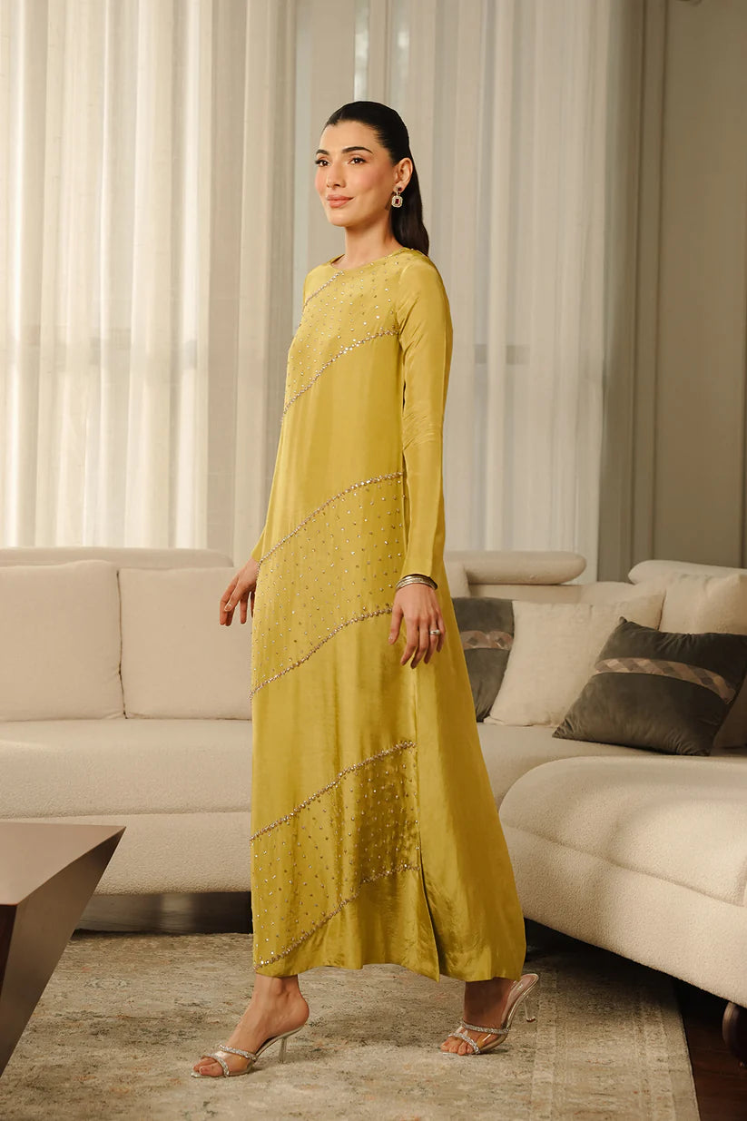 Mustard Embellished Maxi Dress