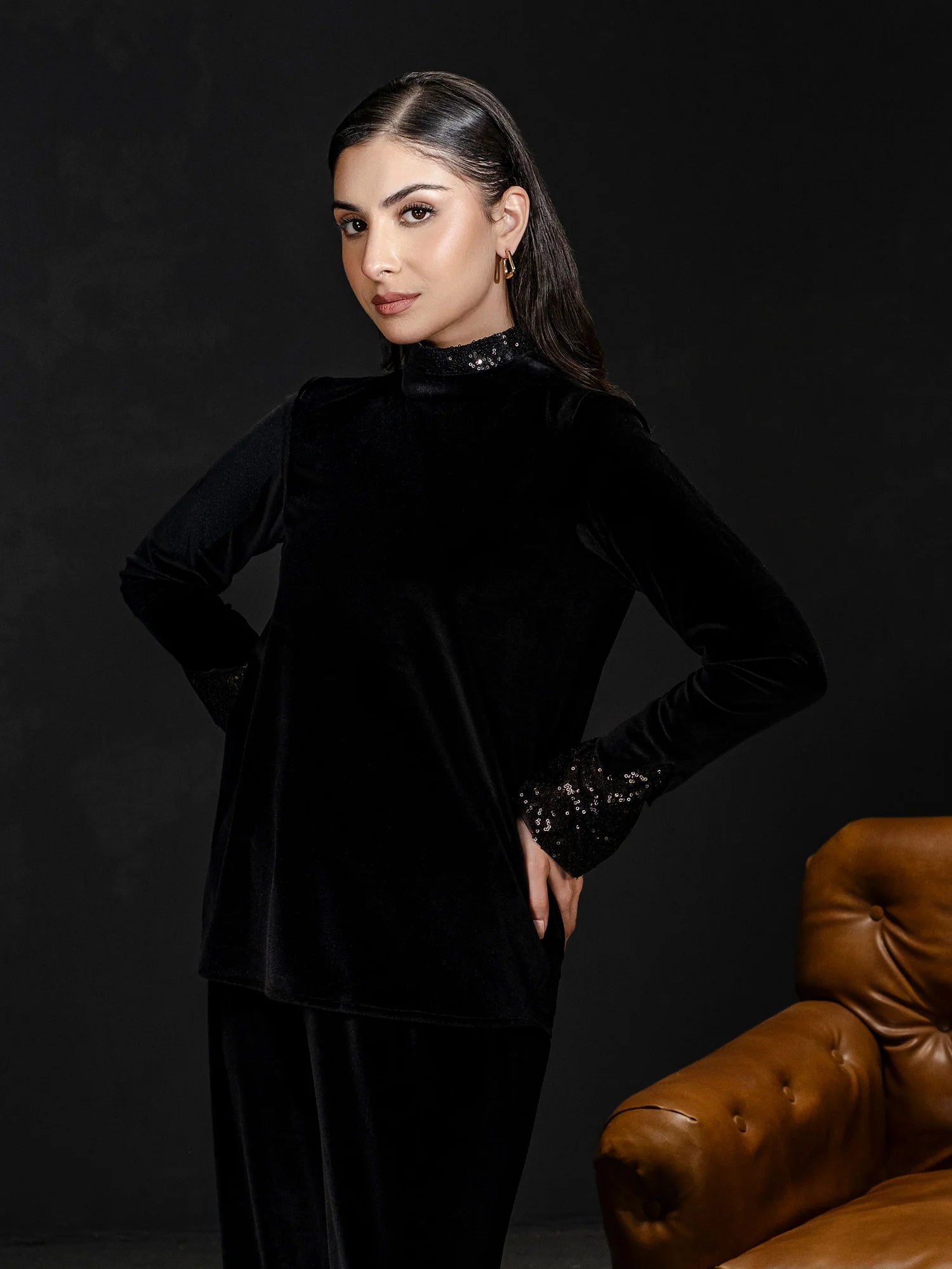 Sequin Embellished Velvet cordset