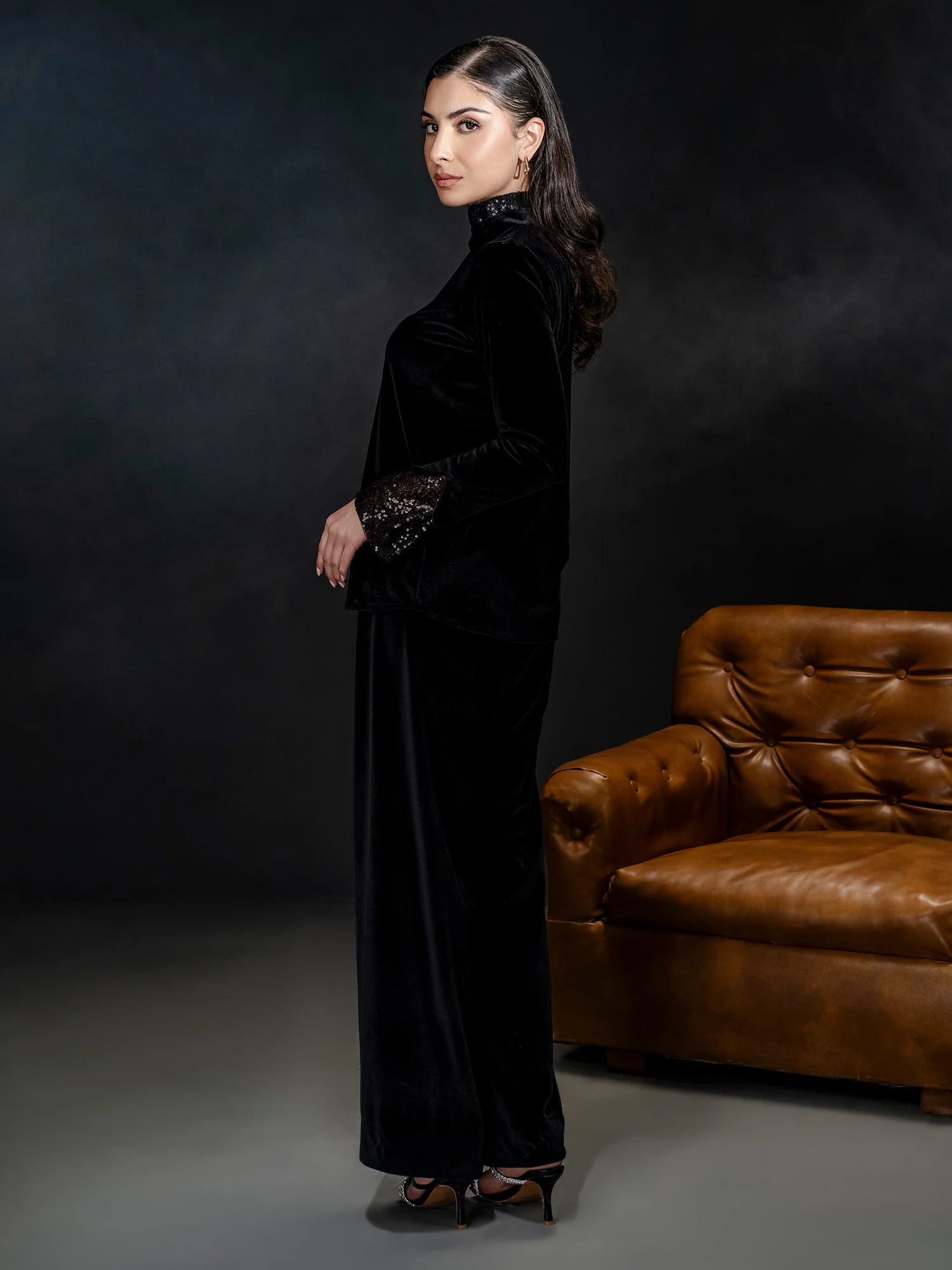 Sequin Embellished Velvet cordset