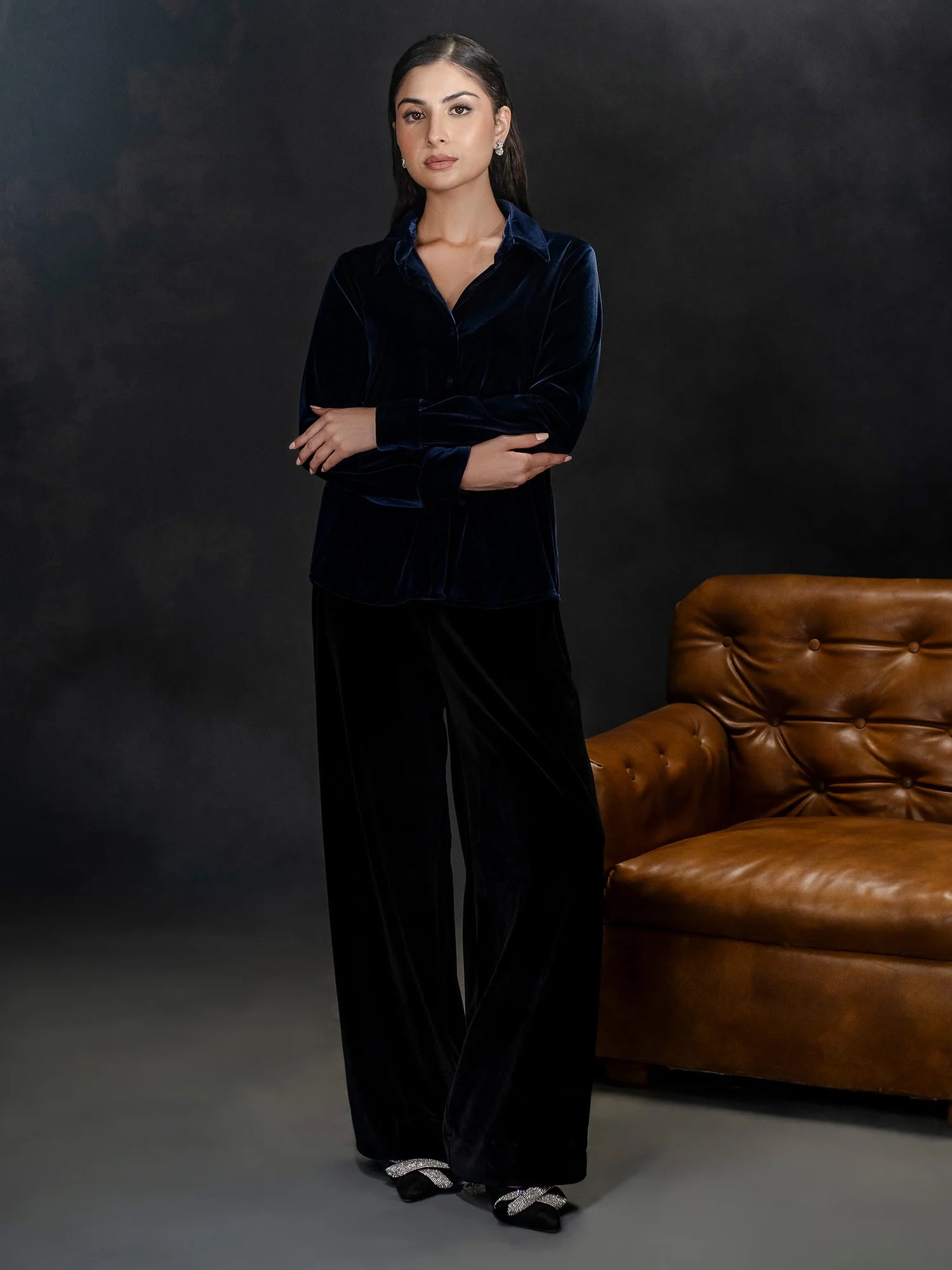Navy Velvet cordset