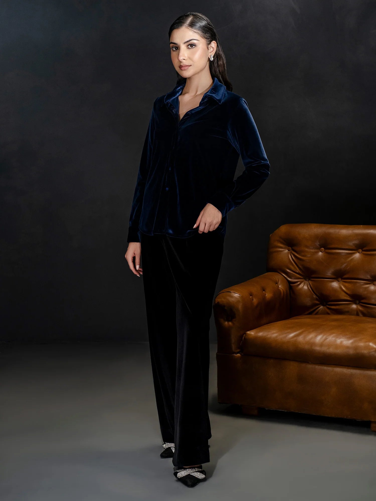 Navy Velvet cordset