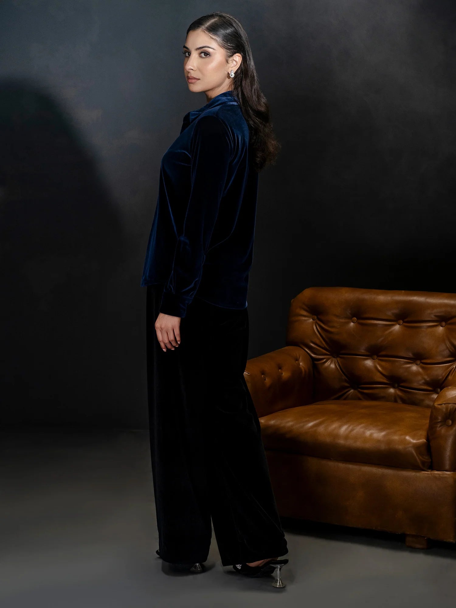 Navy Velvet cordset