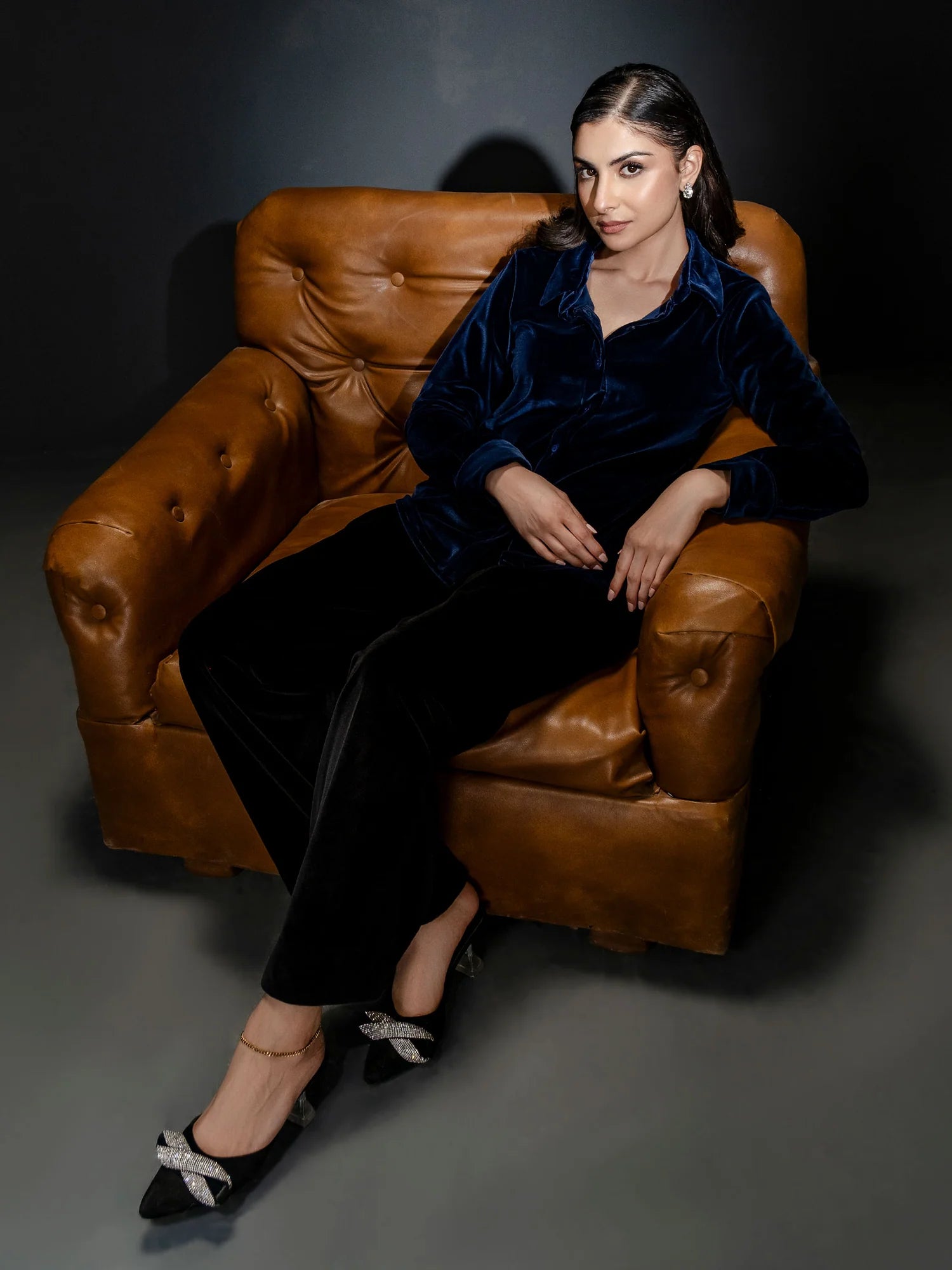 Navy Velvet cordset