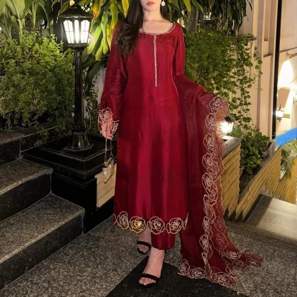 Sparkling Rhinestone Silk Outfit
