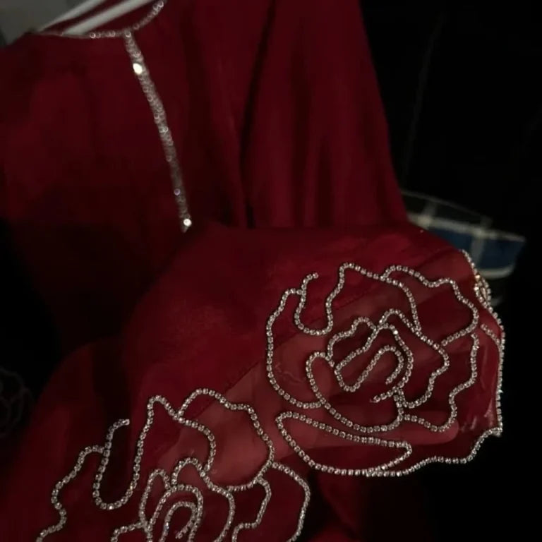 Sparkling Rhinestone Silk Outfit