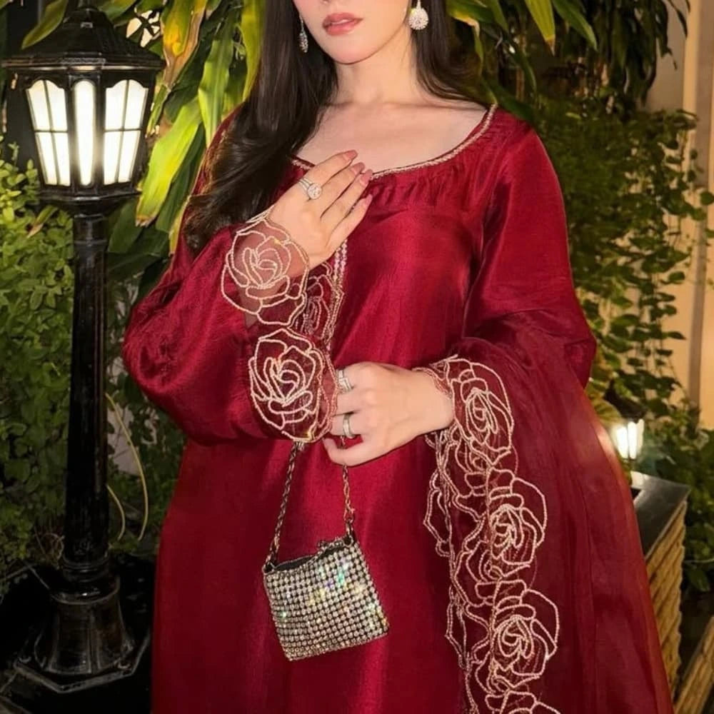 Sparkling Rhinestone Silk Outfit