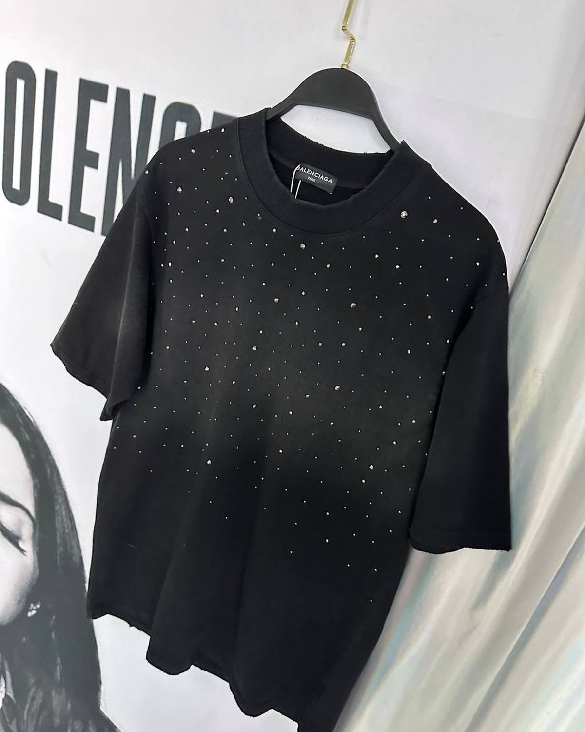 Black Rhinestone Studded T-Shirt