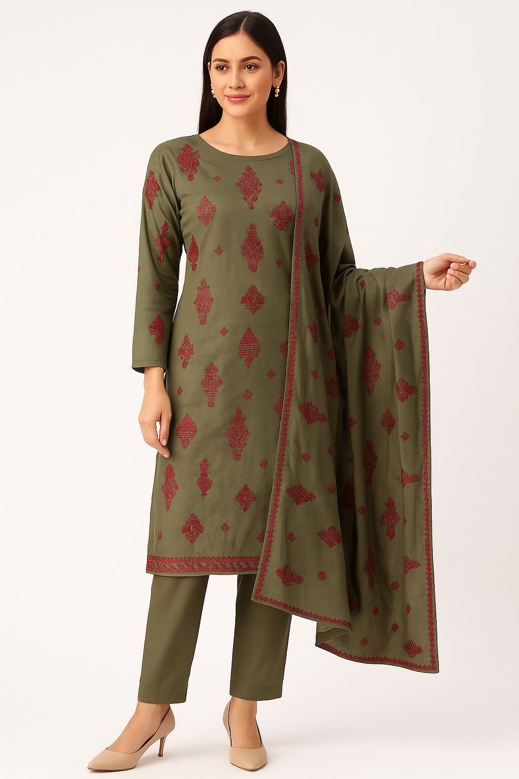 Olive Green 2pc Unstitched