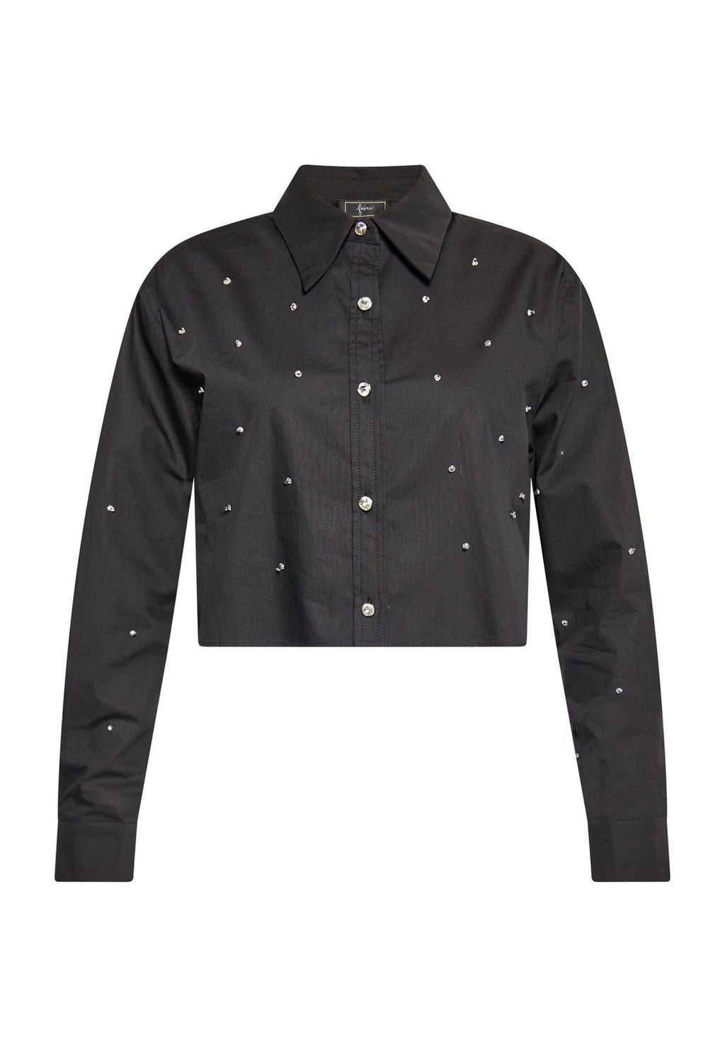 Black Embellished Cropped Shirt
