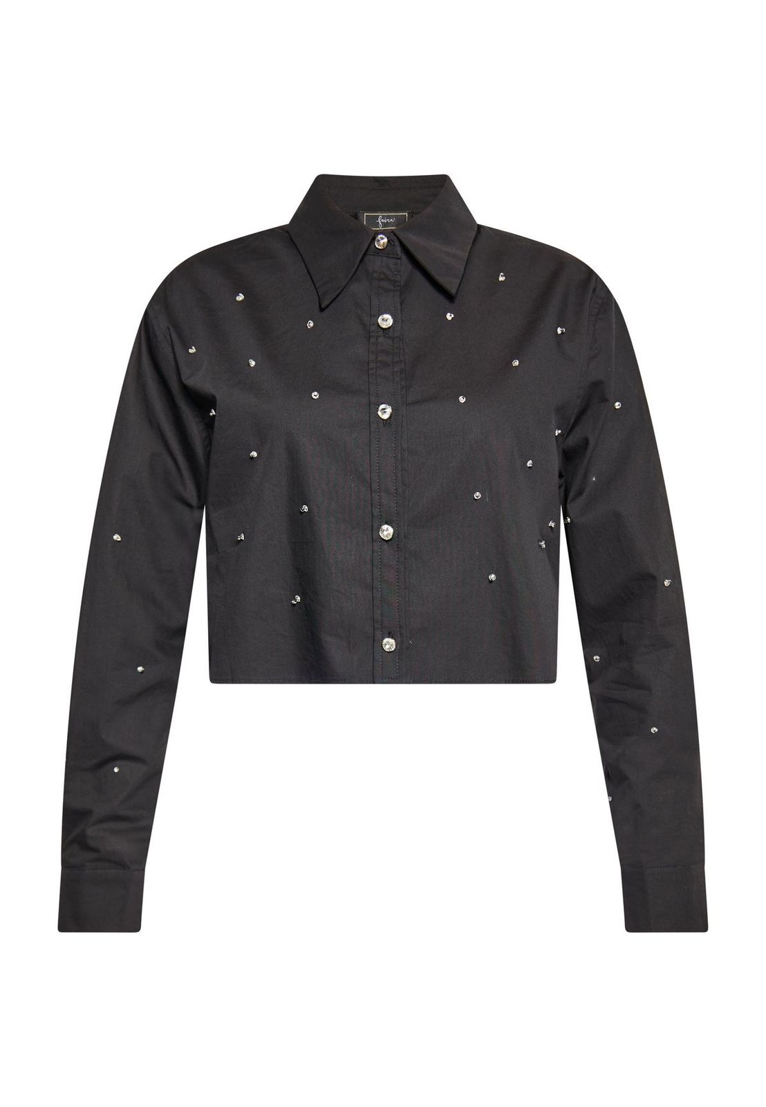 Black Embellished Cropped Shirt
