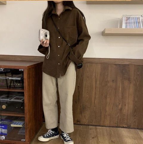 Brown Button-Down Shirt