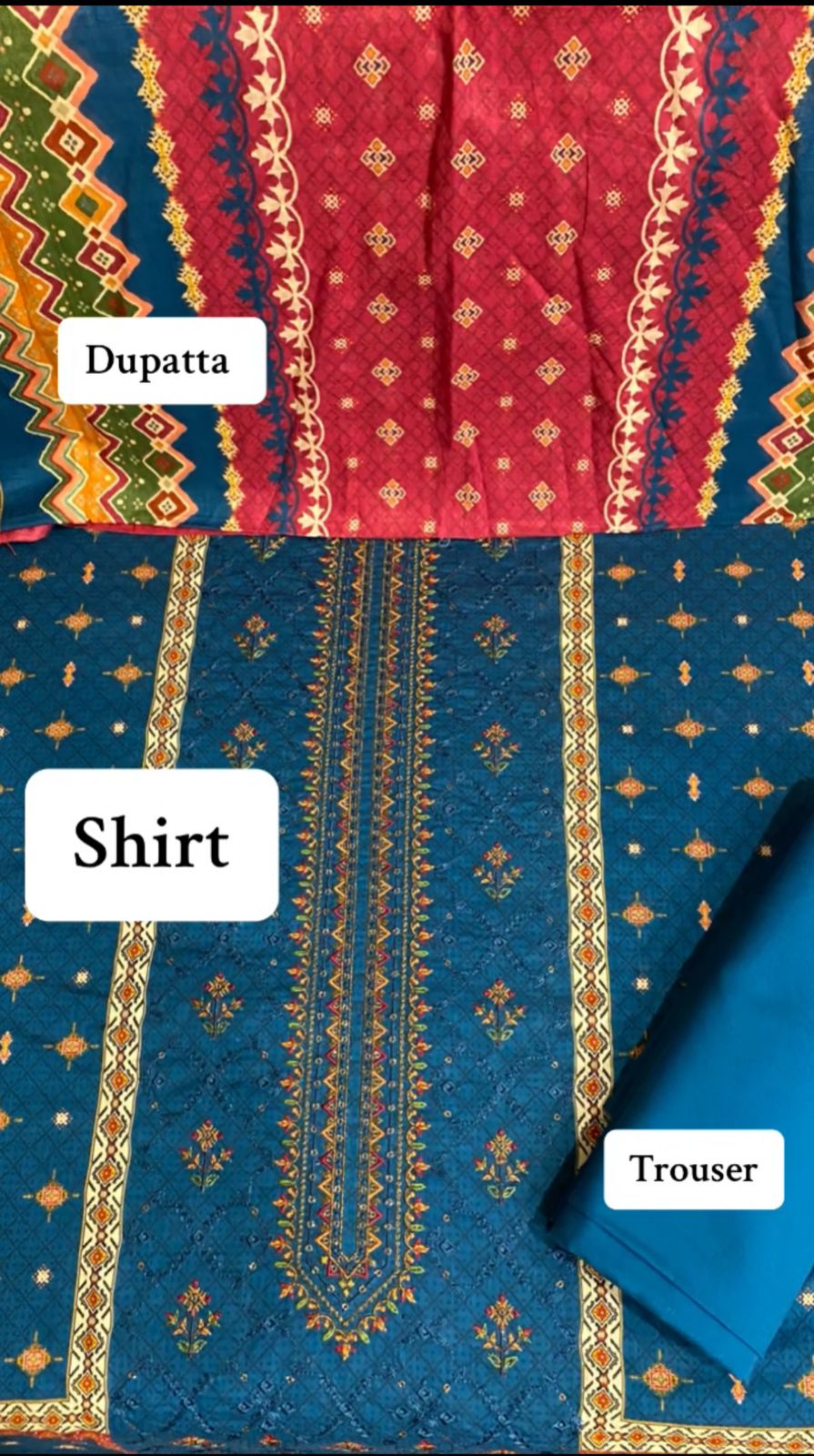 Embroidered Teal 3pc Lawn unstitched Suit