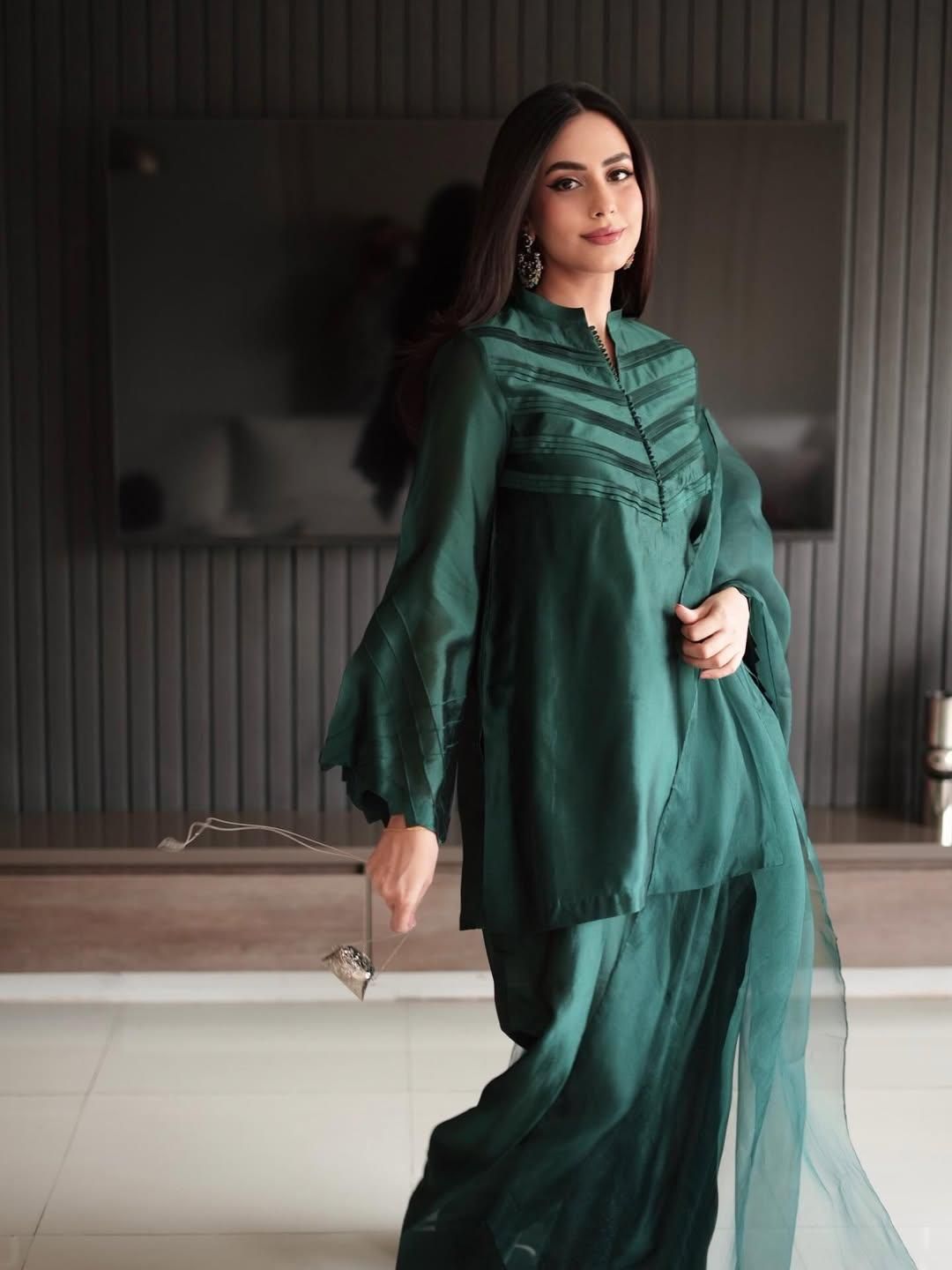 Emerald Silk Shalwar Kameez 3pc