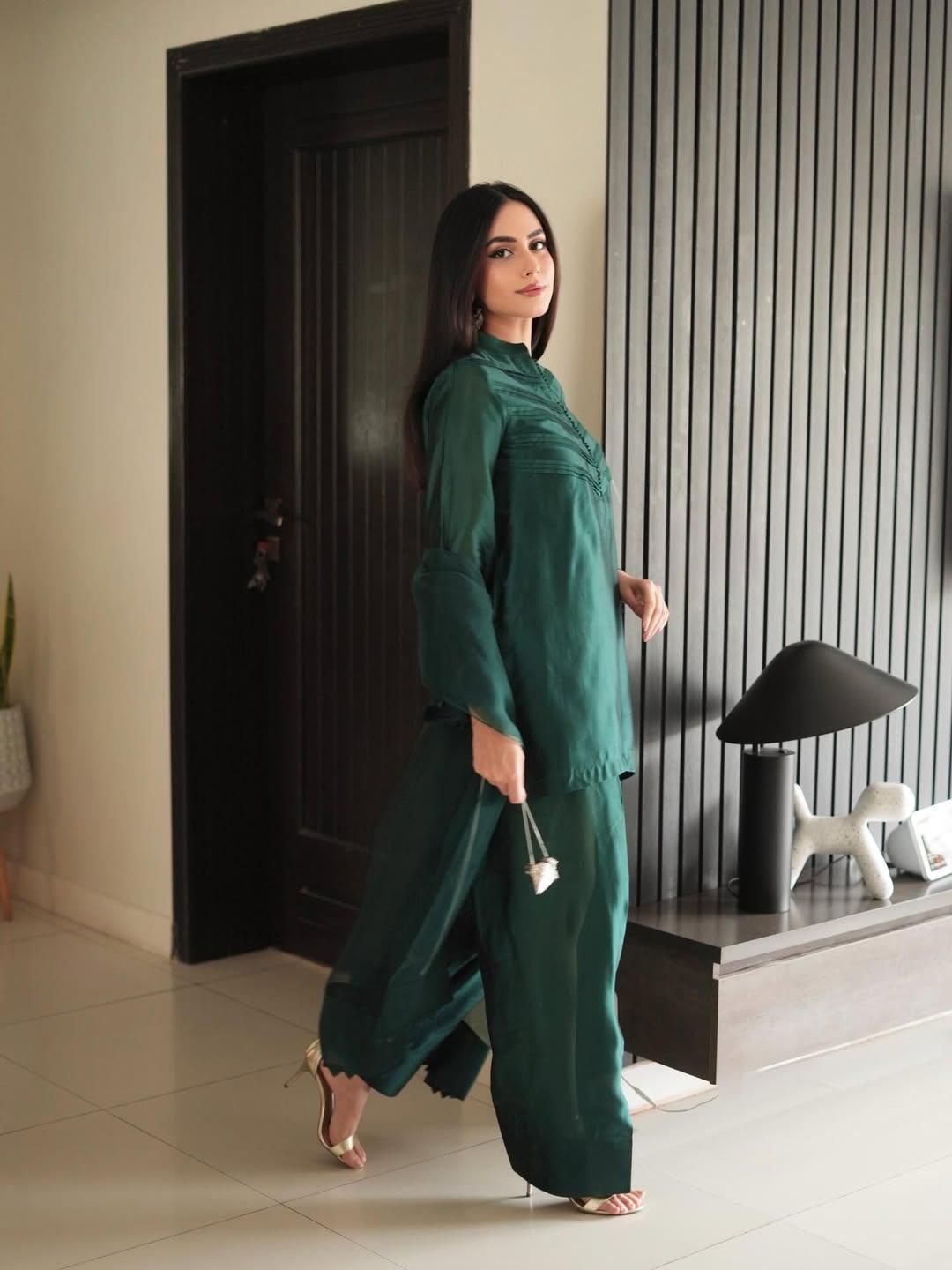 Emerald Silk Shalwar Kameez 3pc