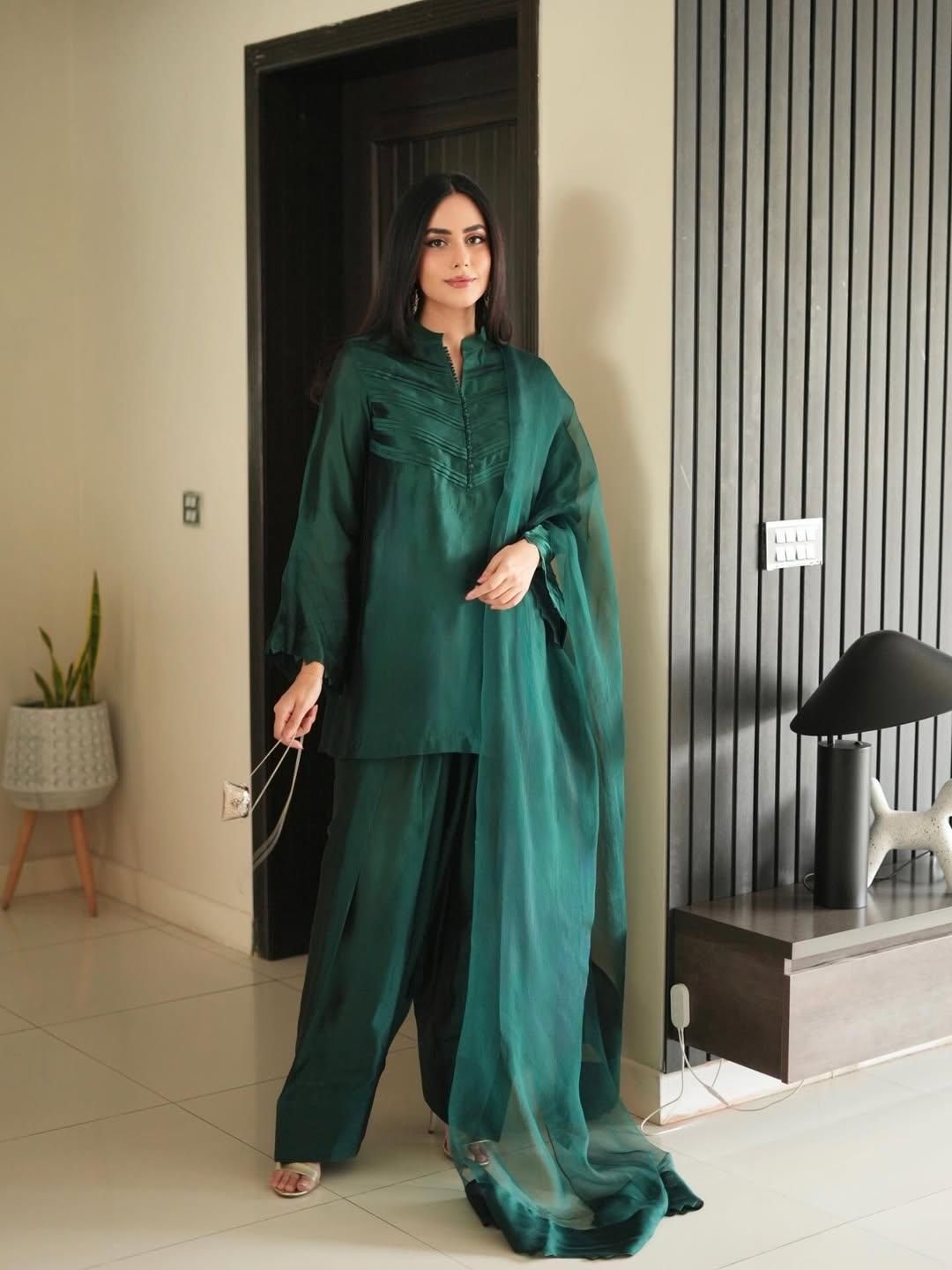 Emerald Silk Shalwar Kameez 3pc